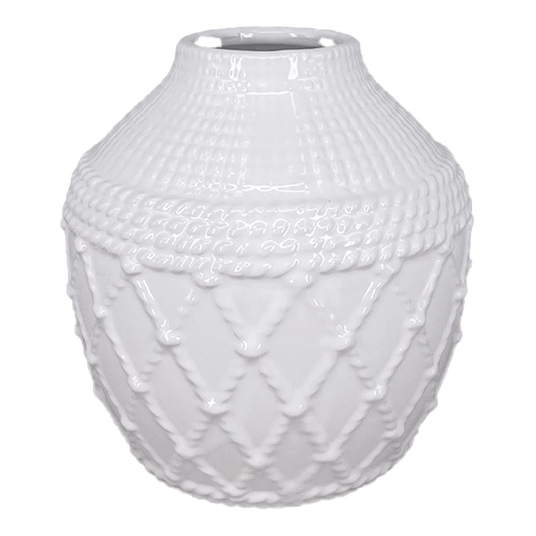 Ty Pennington White Ceramic Rope Vase, 6"