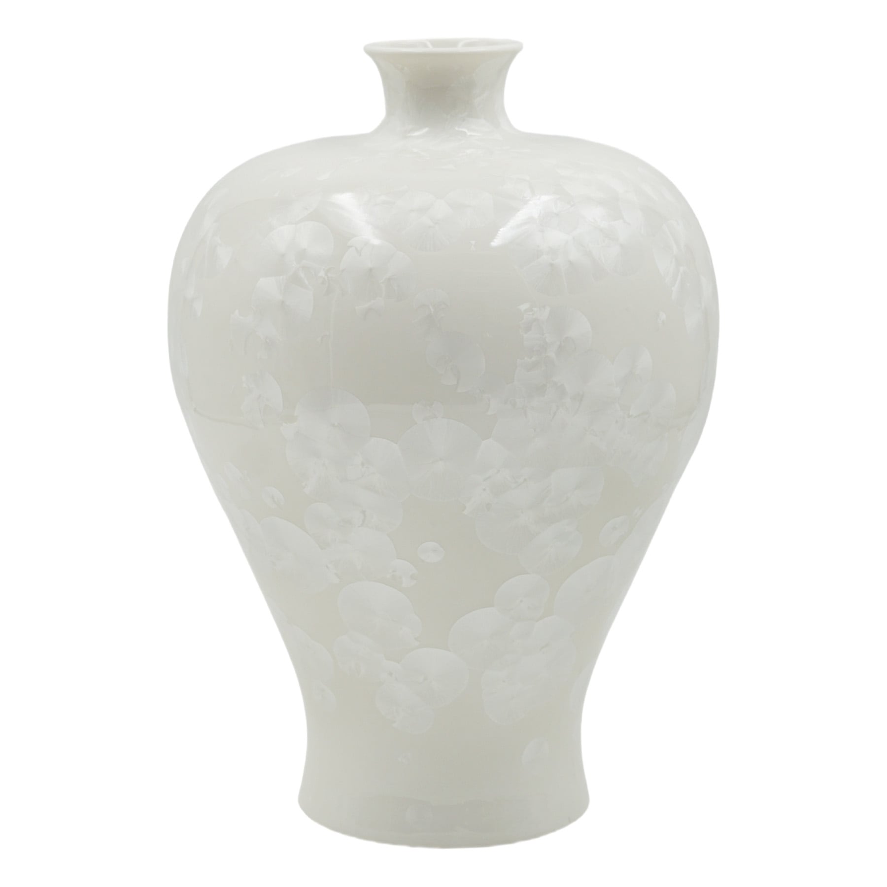 White Iridescent Pattern Porcelain Vase, 11"