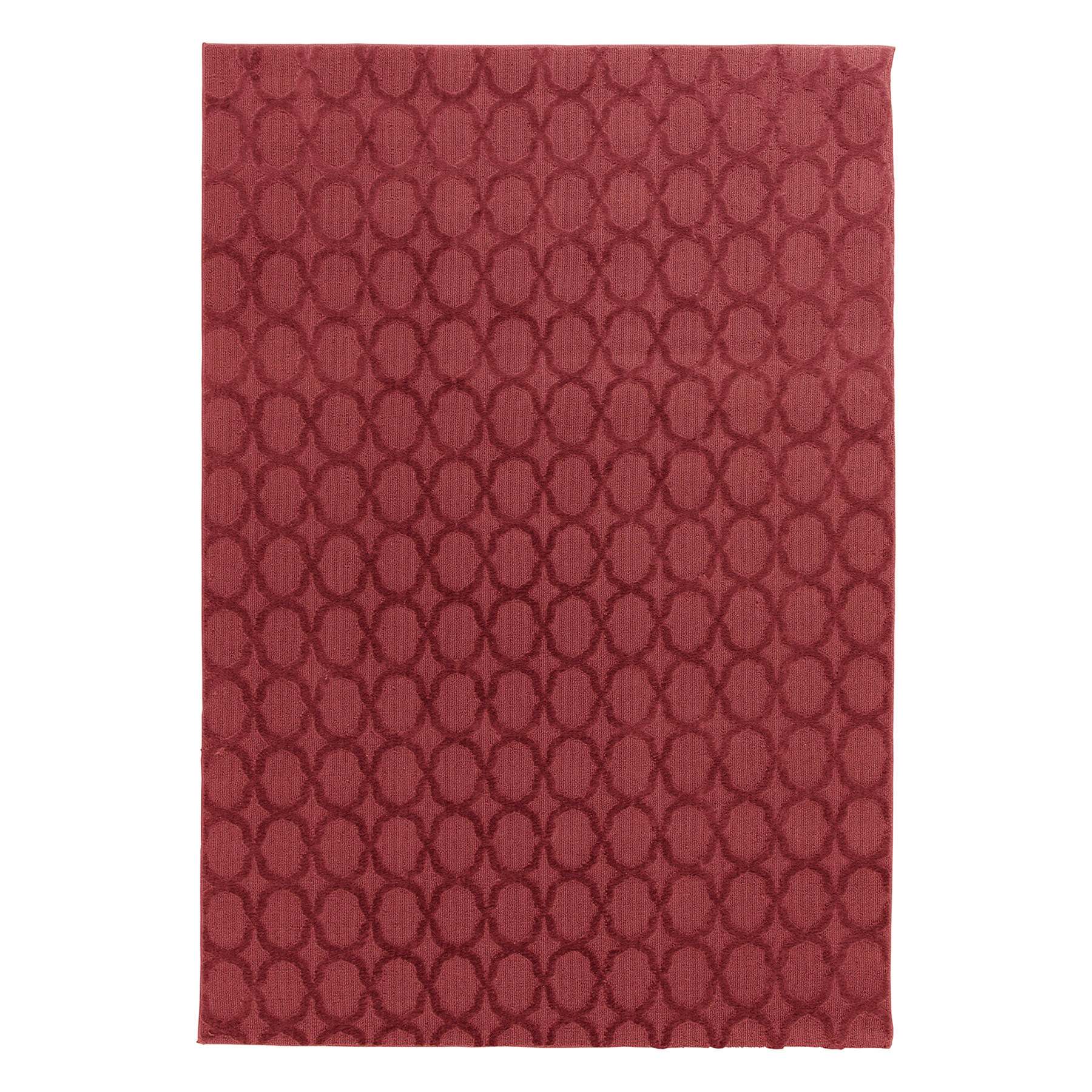 (D602) Verona Ruby Red Contour Area Rug, 5x7