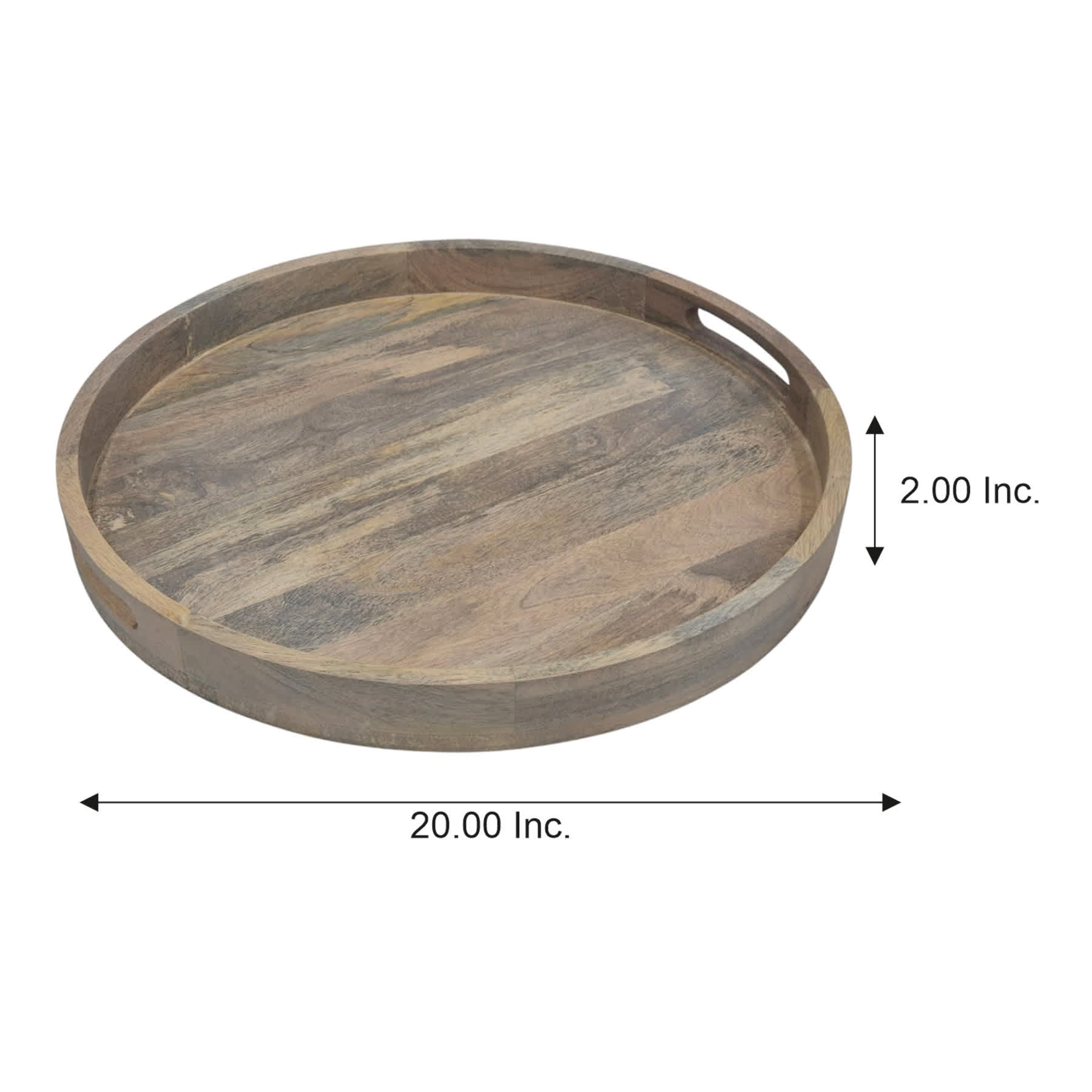 Black Bleached Mango Wood Tray Black, 20"