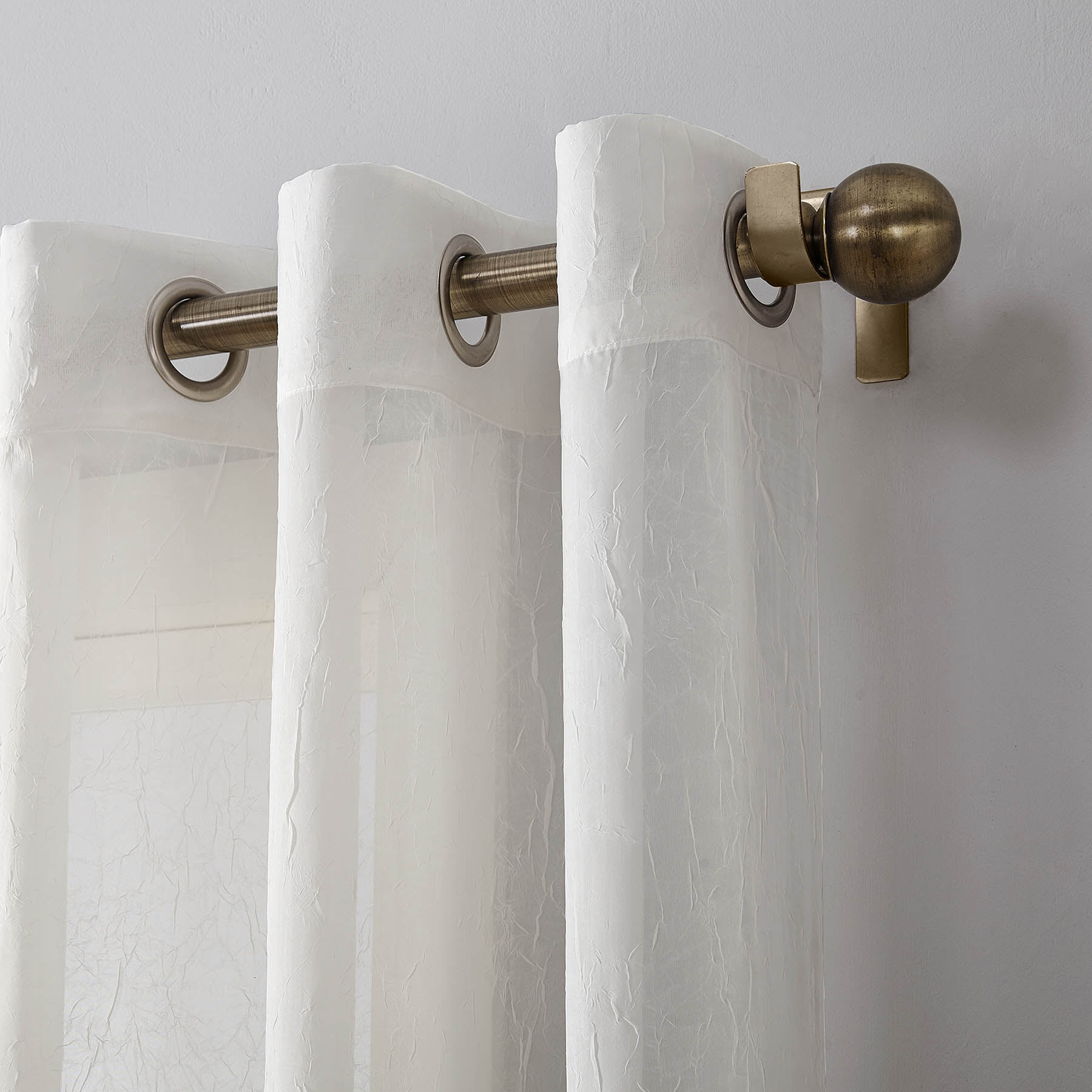 Erica Eggshell Crushed Grommet Sheer Voile Curtain Panel, 84"