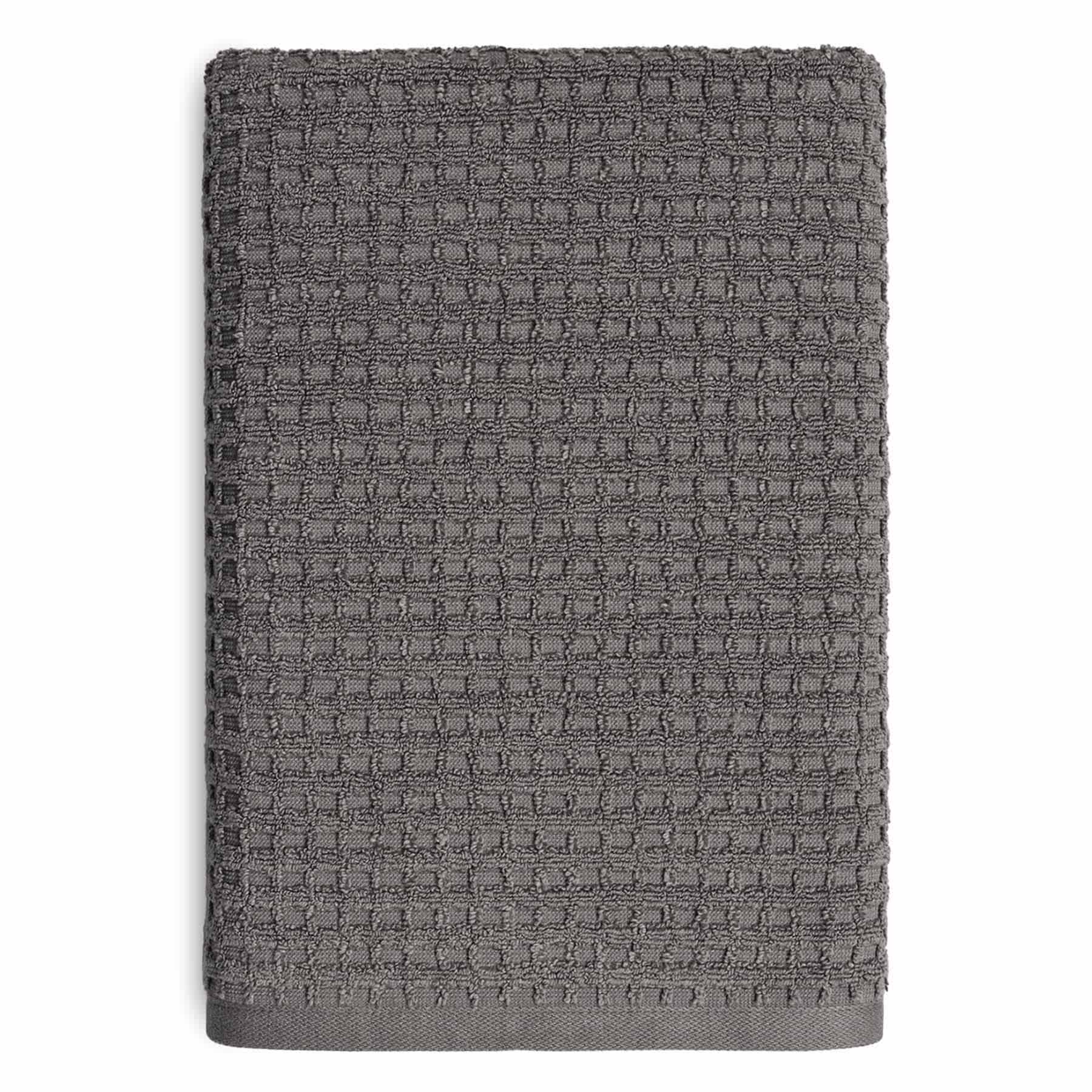 Crosby St. Dark Grey Terry Waffle Cotton Bath Towel, 30x54