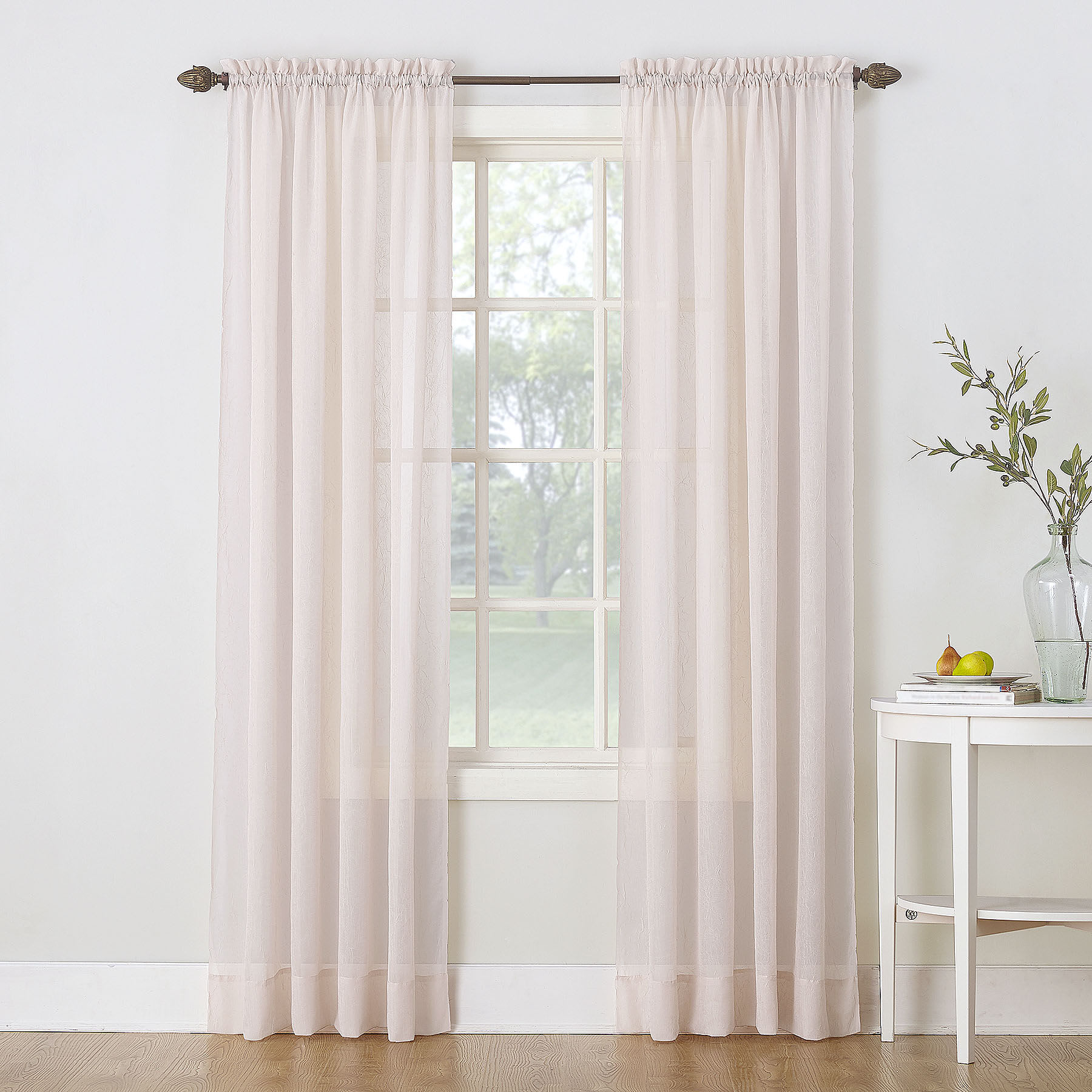 Erica Whisper Crushed Rod Pocket Sheer Voile Curtain Panel, 84"