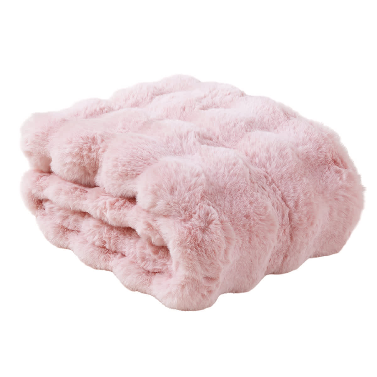 Pink Pom Pom Faux Fur Throw Blanket, 50x60
