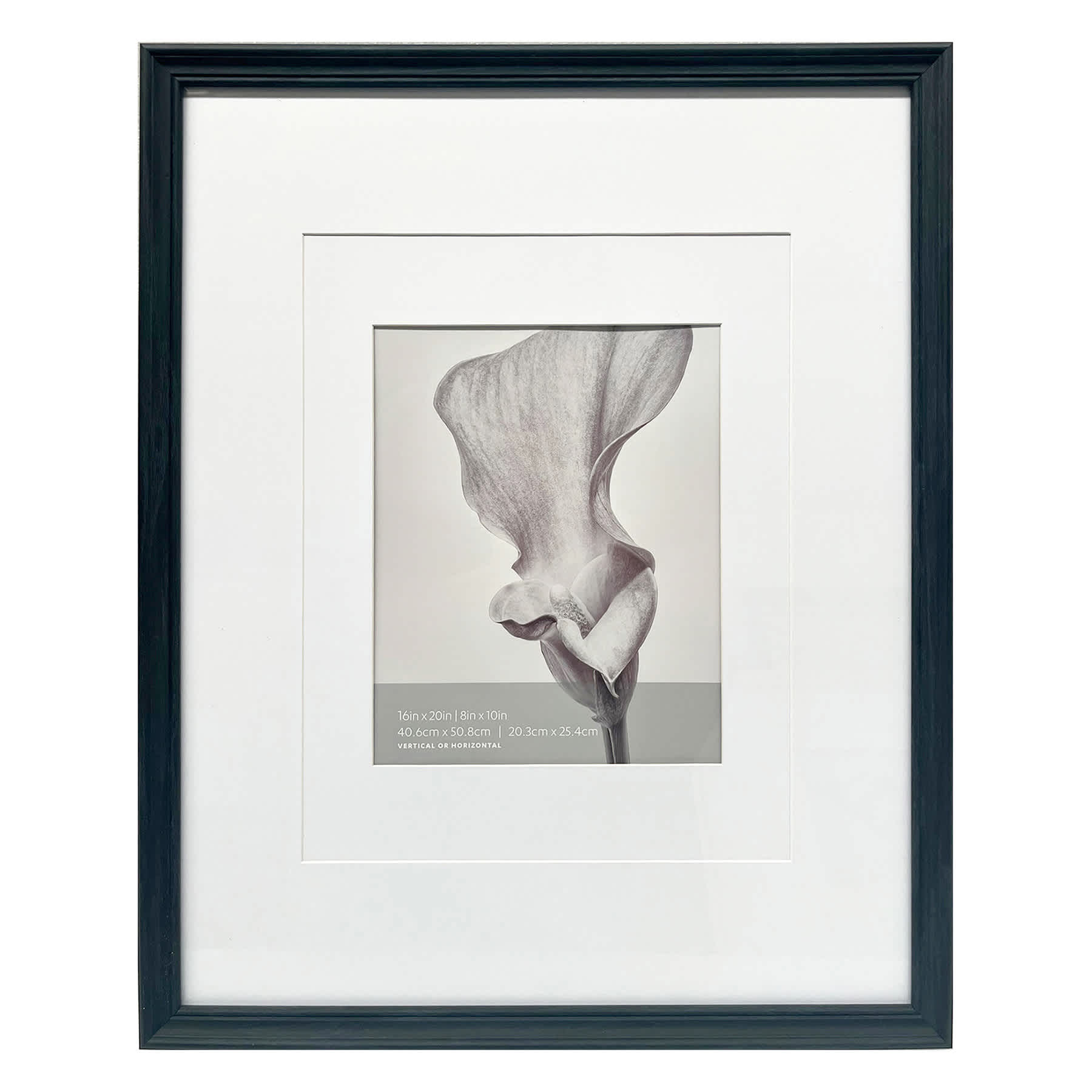 16x20 Black Ornate Matted to 8x10 Wall Frame