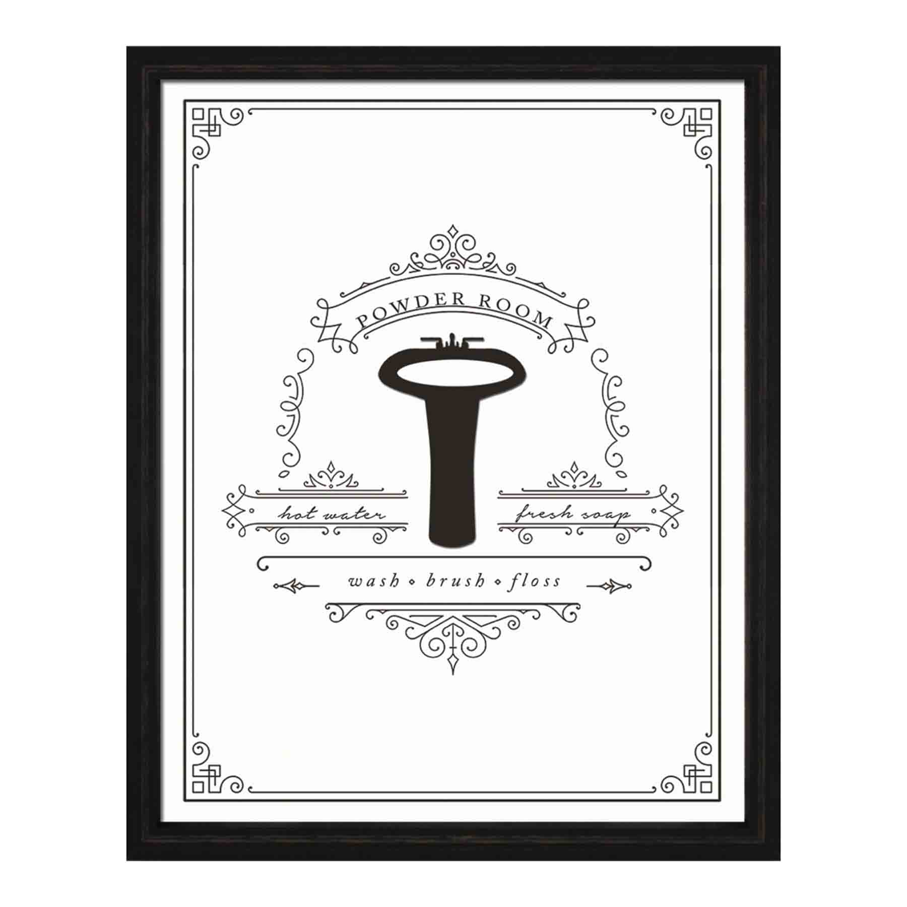 Framed Powder Room Wall Art, 11x14