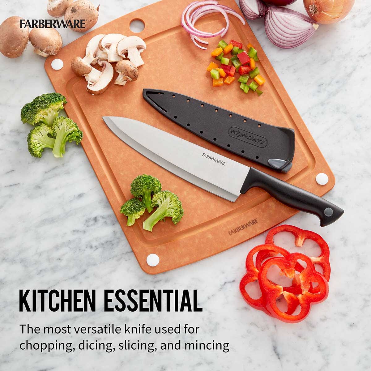 Farberware Edgekeeper Black Chef Knife, 8"