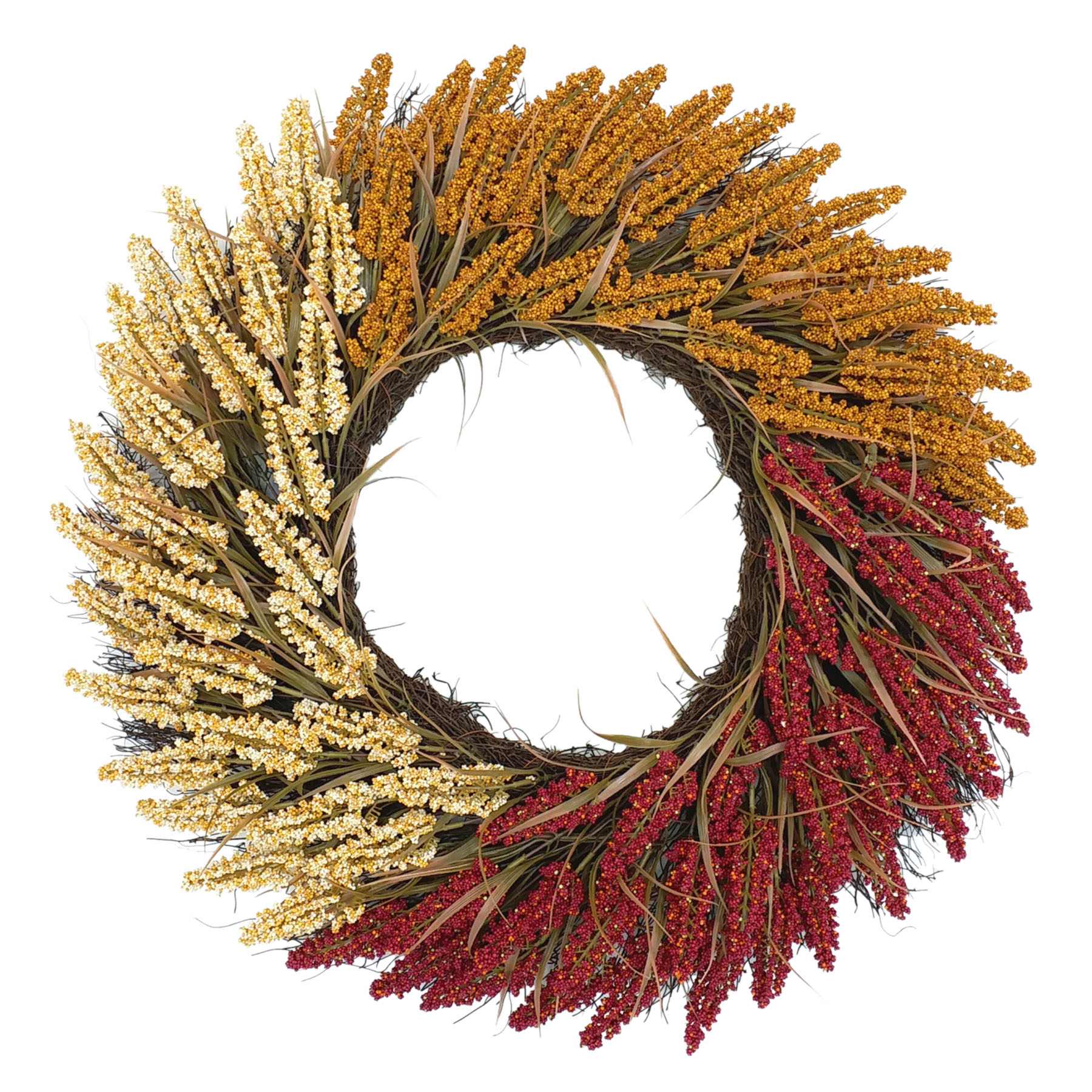 Orange, Yellow & Red Heather Wreath, 28"