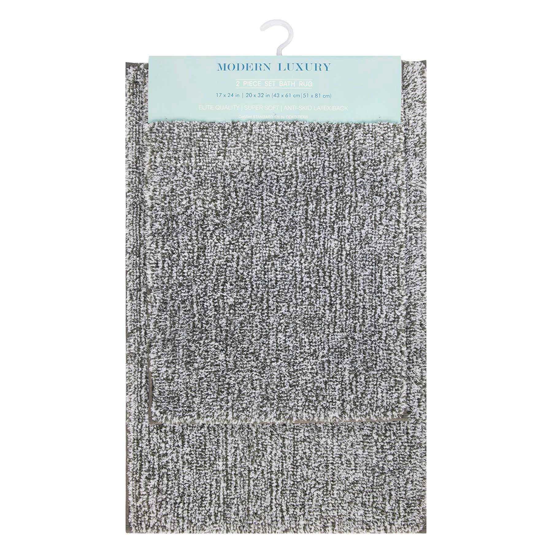 2-Piece Dark Grey Tufted Bath Rug Set