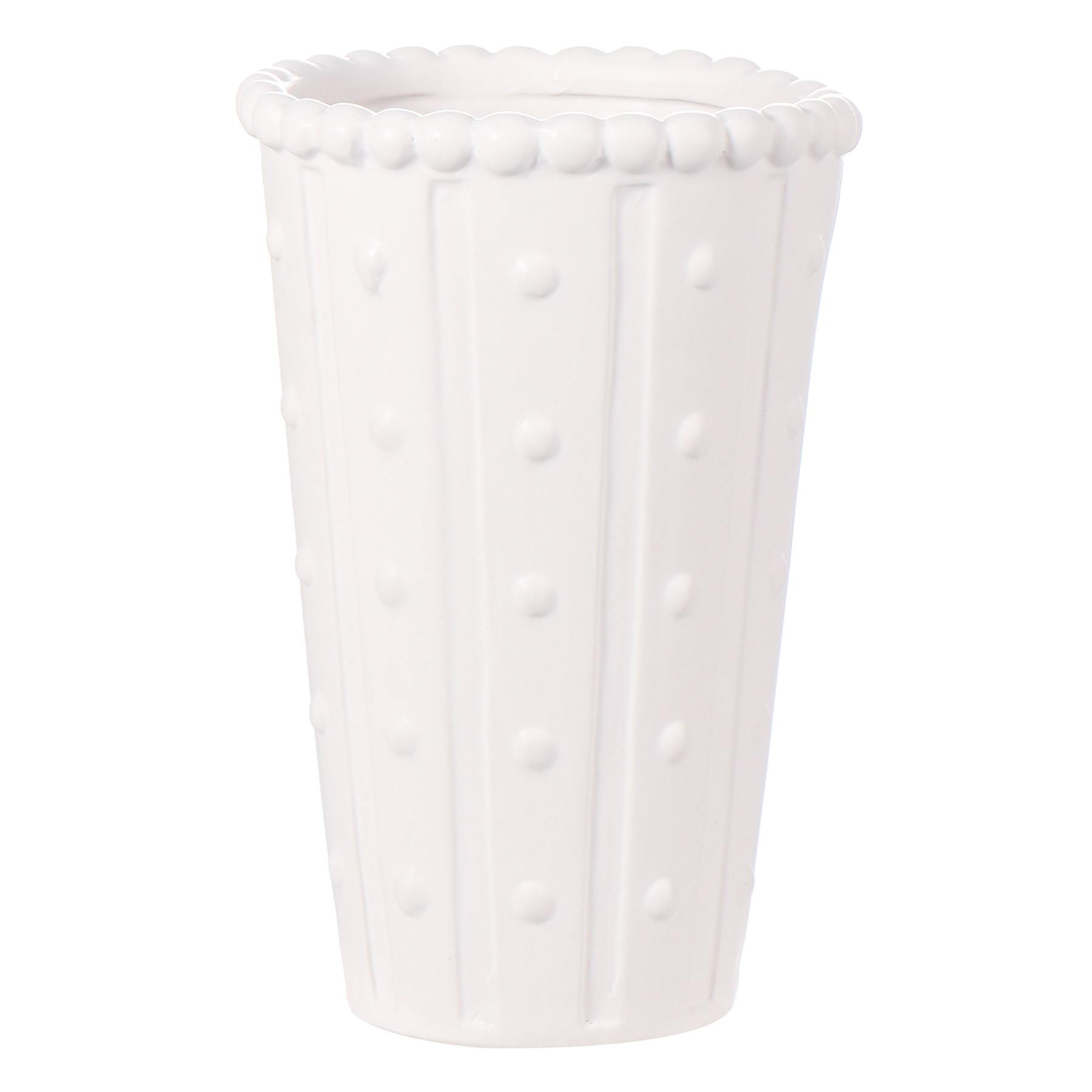 Willow Crossley White Ceramic Dot Vase, 12"