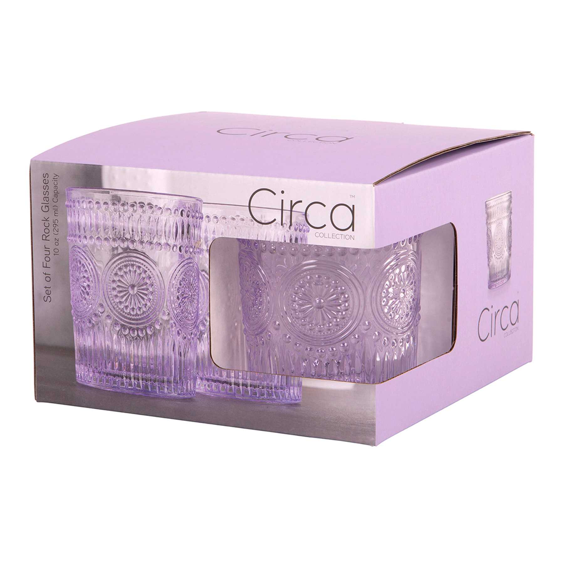 Set of 4 Circa Lavender Double Old Fashioned Glasses, 10oz