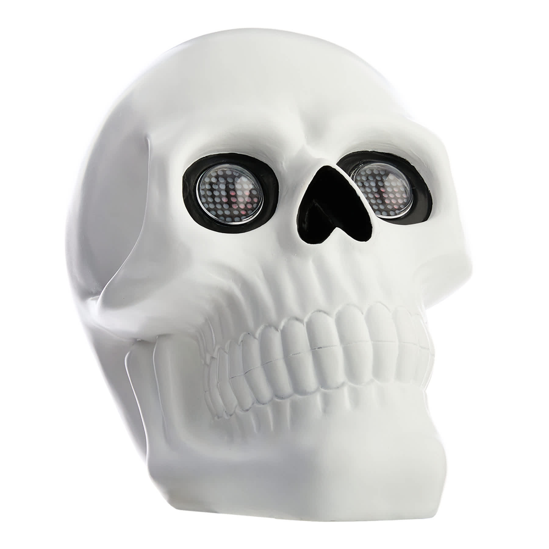 Hey Boo! White Skull Head with LCD Heart Shaped Moving Eyes, 10"