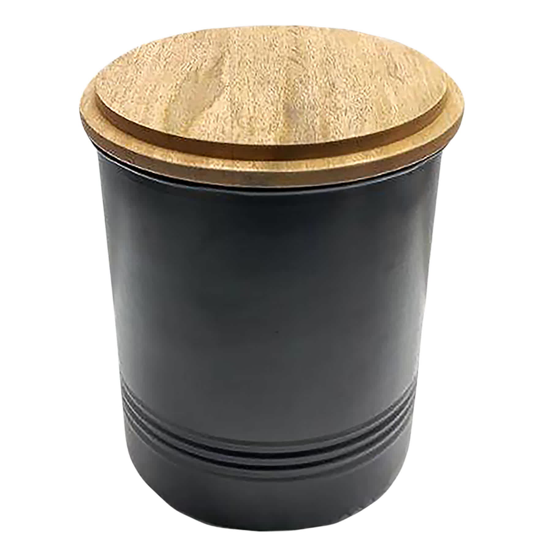 Black Canister with Wood Lid, Large