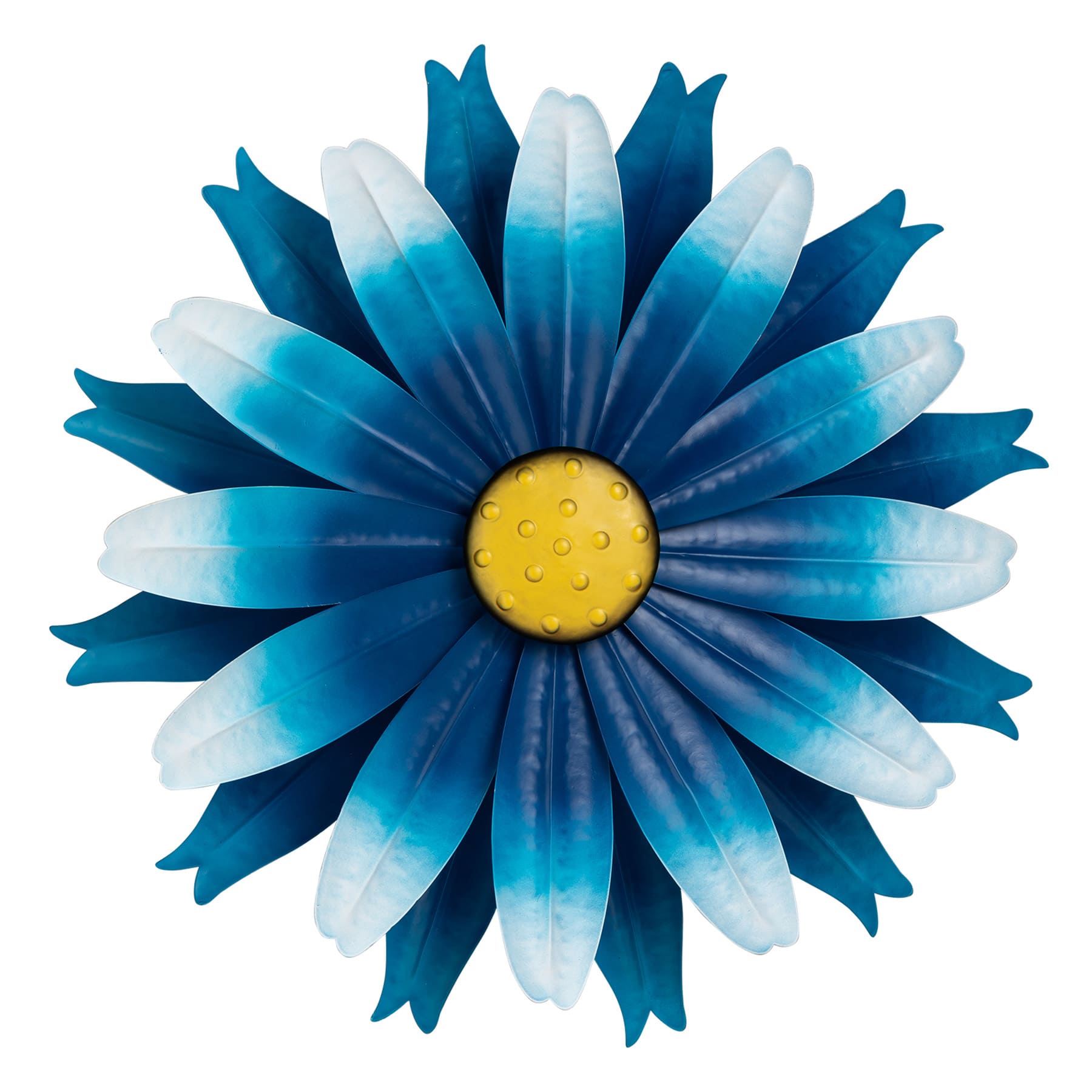 Blue Flower Metal Outdoor Wall Spinner, 18"