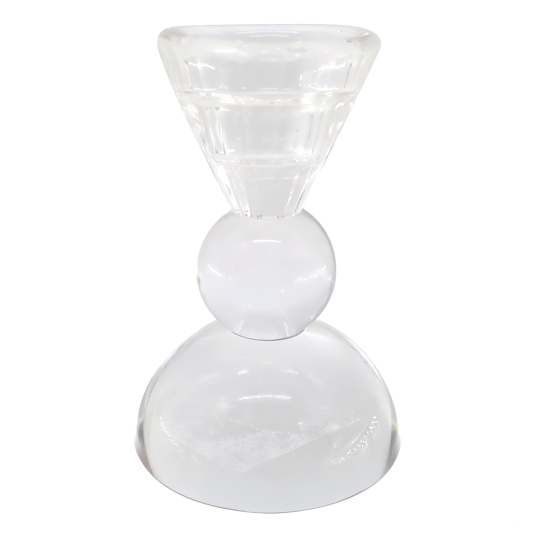 Clear Crystal Glass Taper Candle Holder, 4.5"