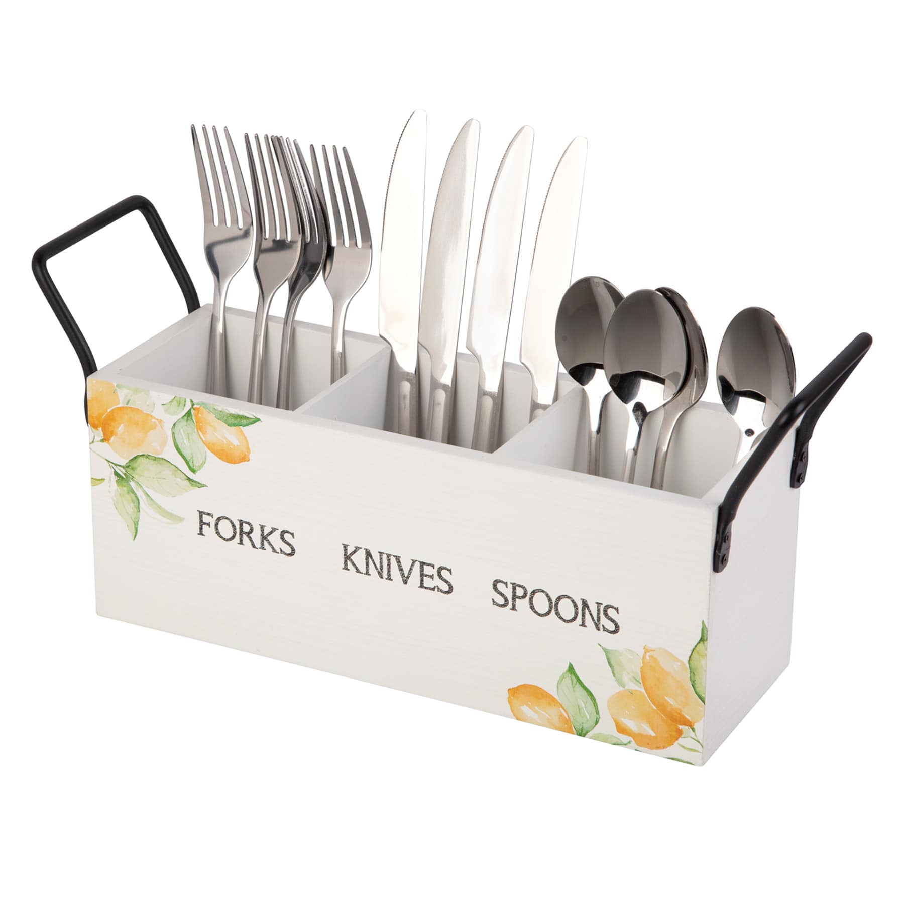 3 Section Lemon Utensil Caddy, 14x4