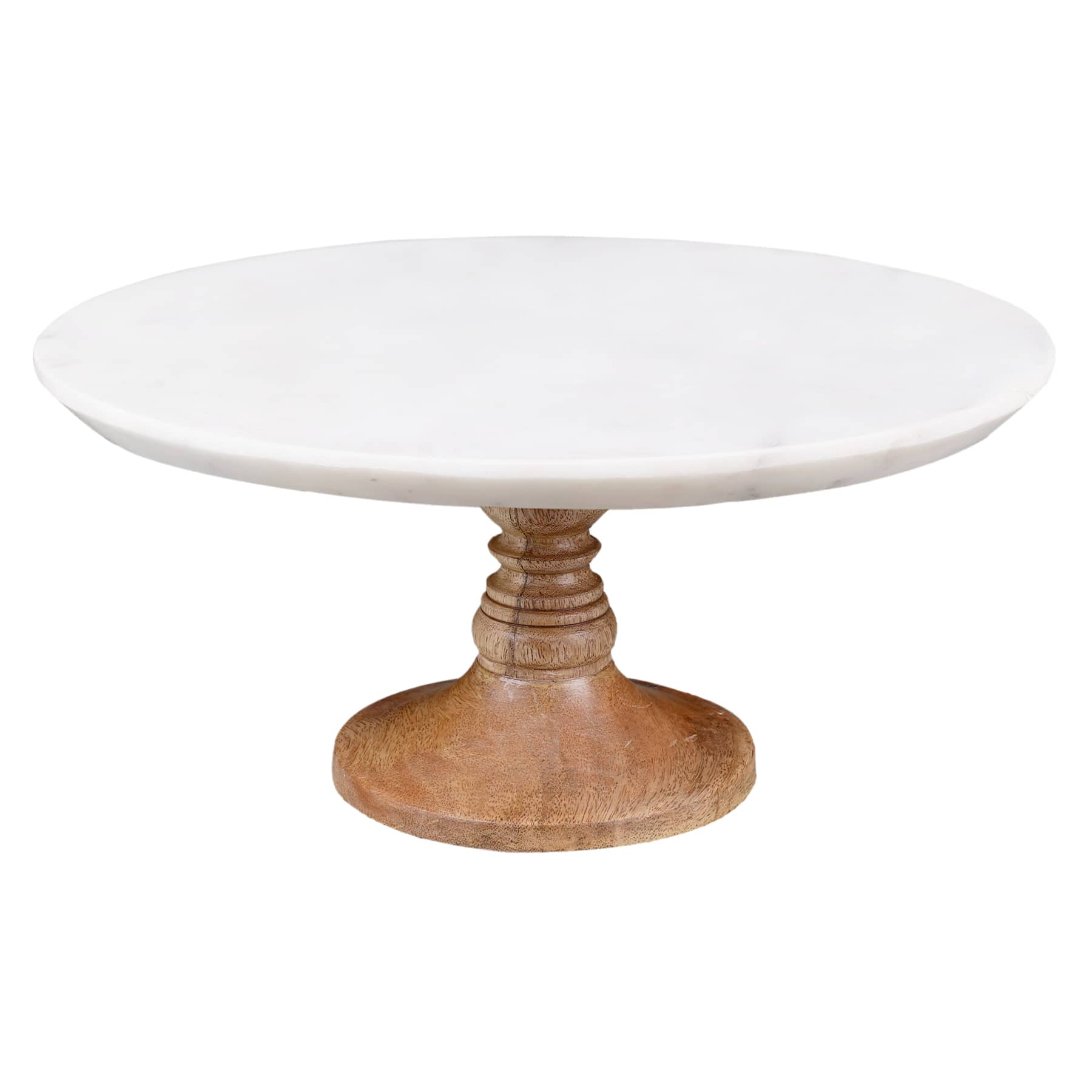 Mango Wood/White Marble Top Cake Stand