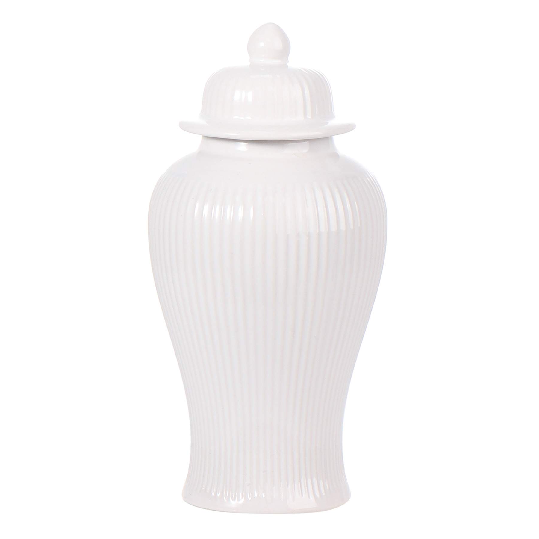 White Ceramic Ginger Jar, 7.5"