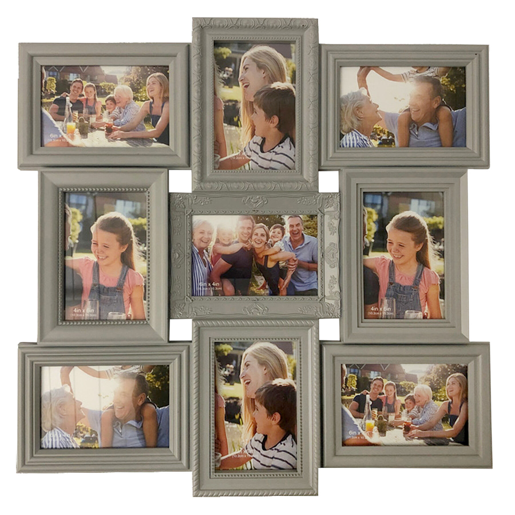 9-Opening Grey Collage Picture Frame, 20"