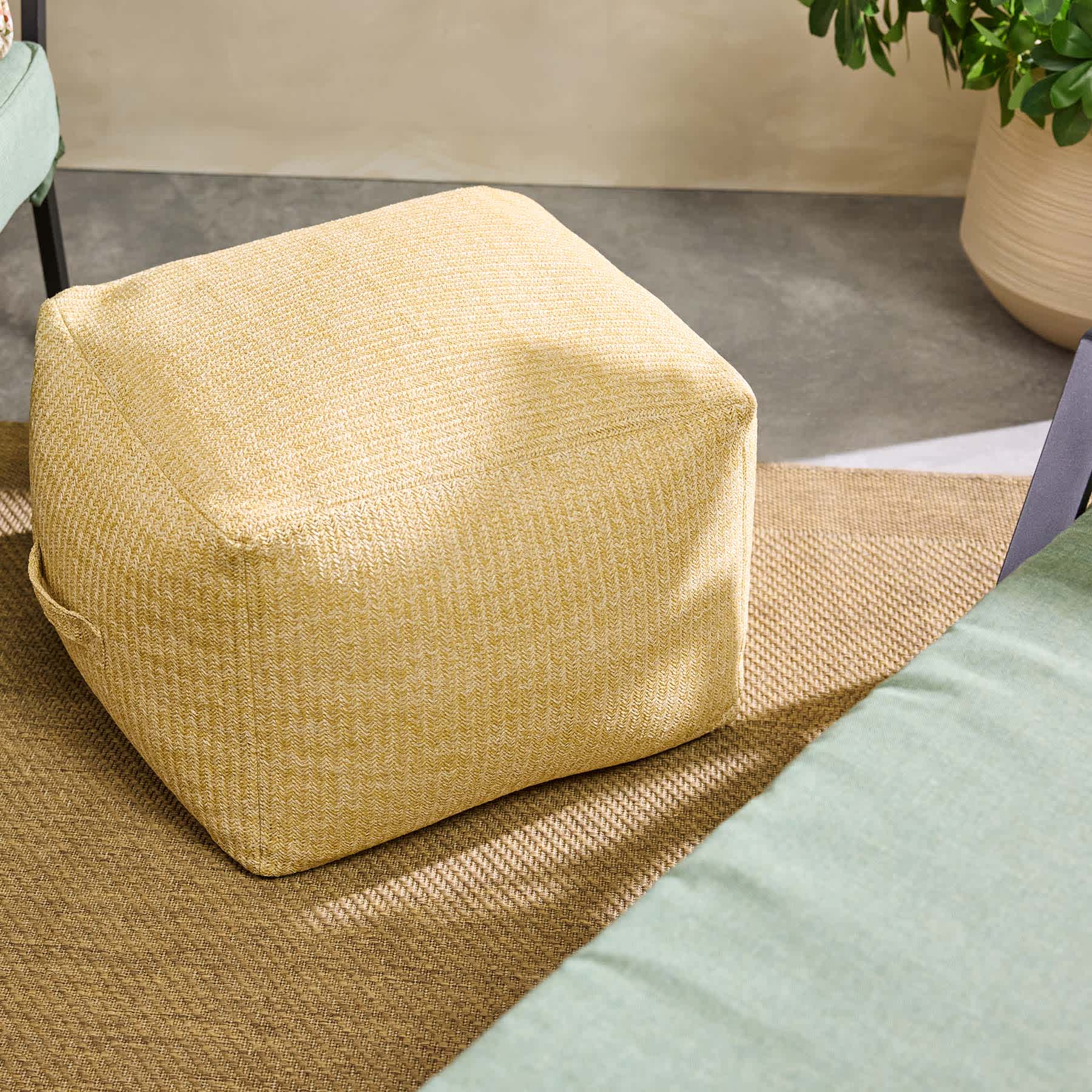 Brown Hermosa Outdoor Pouf, 20"