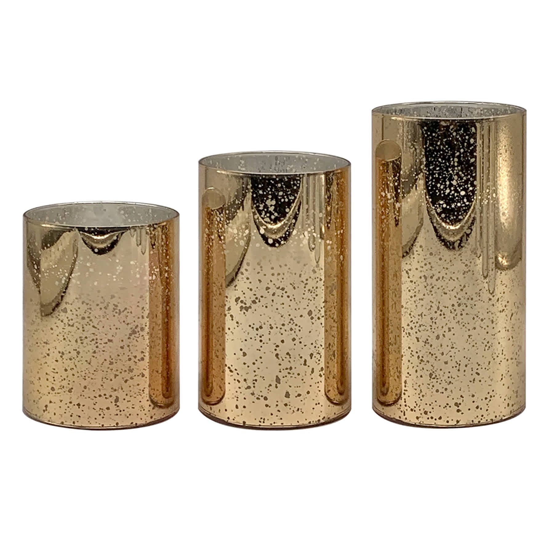 Providence 3-Pack Gold Mercury Glass LED Pillar Candles