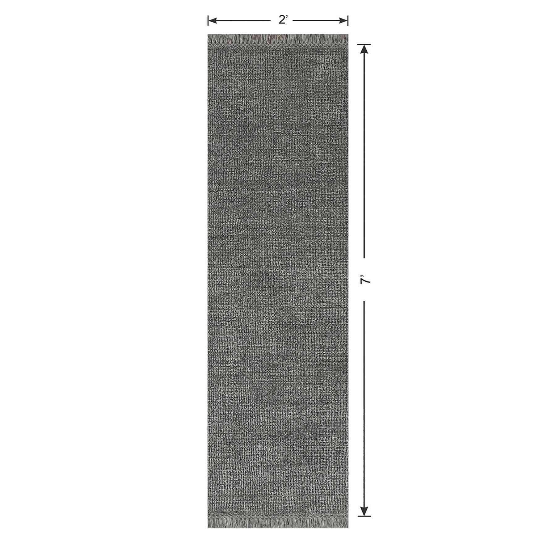(B731) Crosby St. Hollis Grey Woven Fringe Runner, 2x7