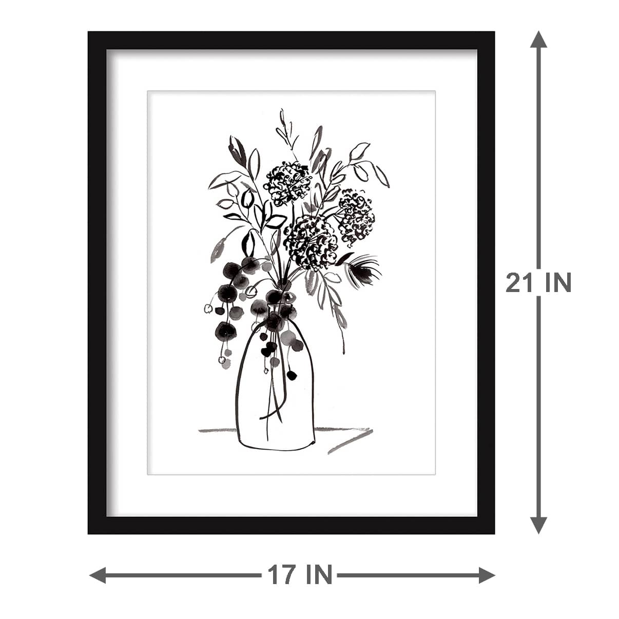 Glass Framed Floral Print Wall Art, 17x21