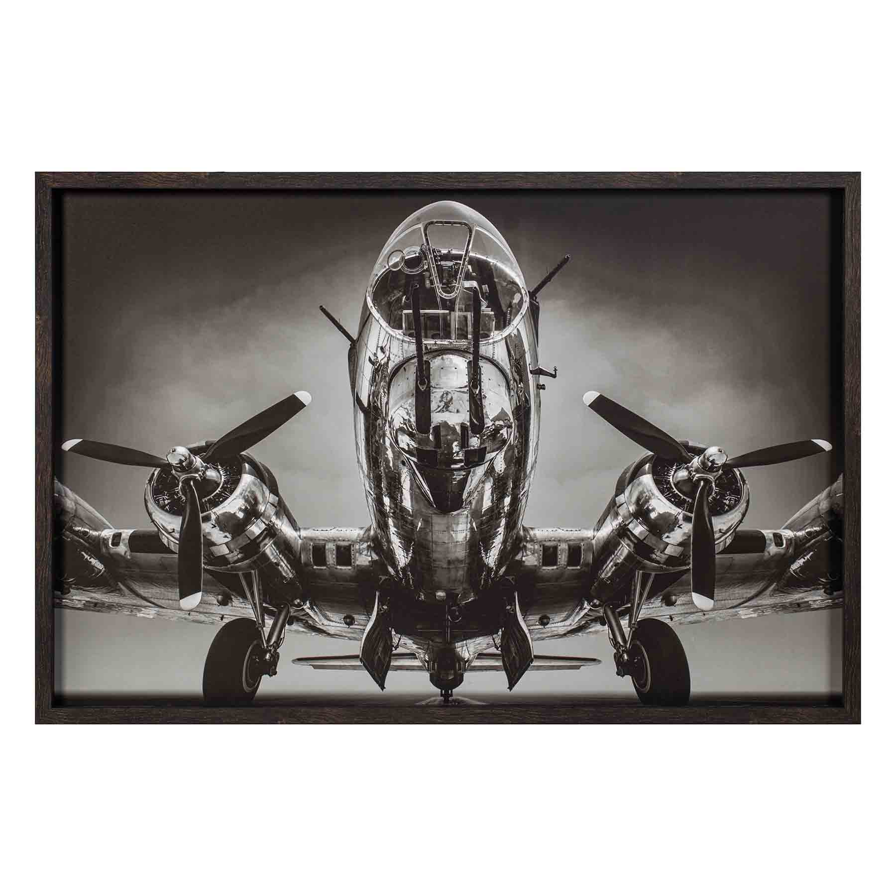 Framed Black Airplane Canvas Wall Art, 36x24