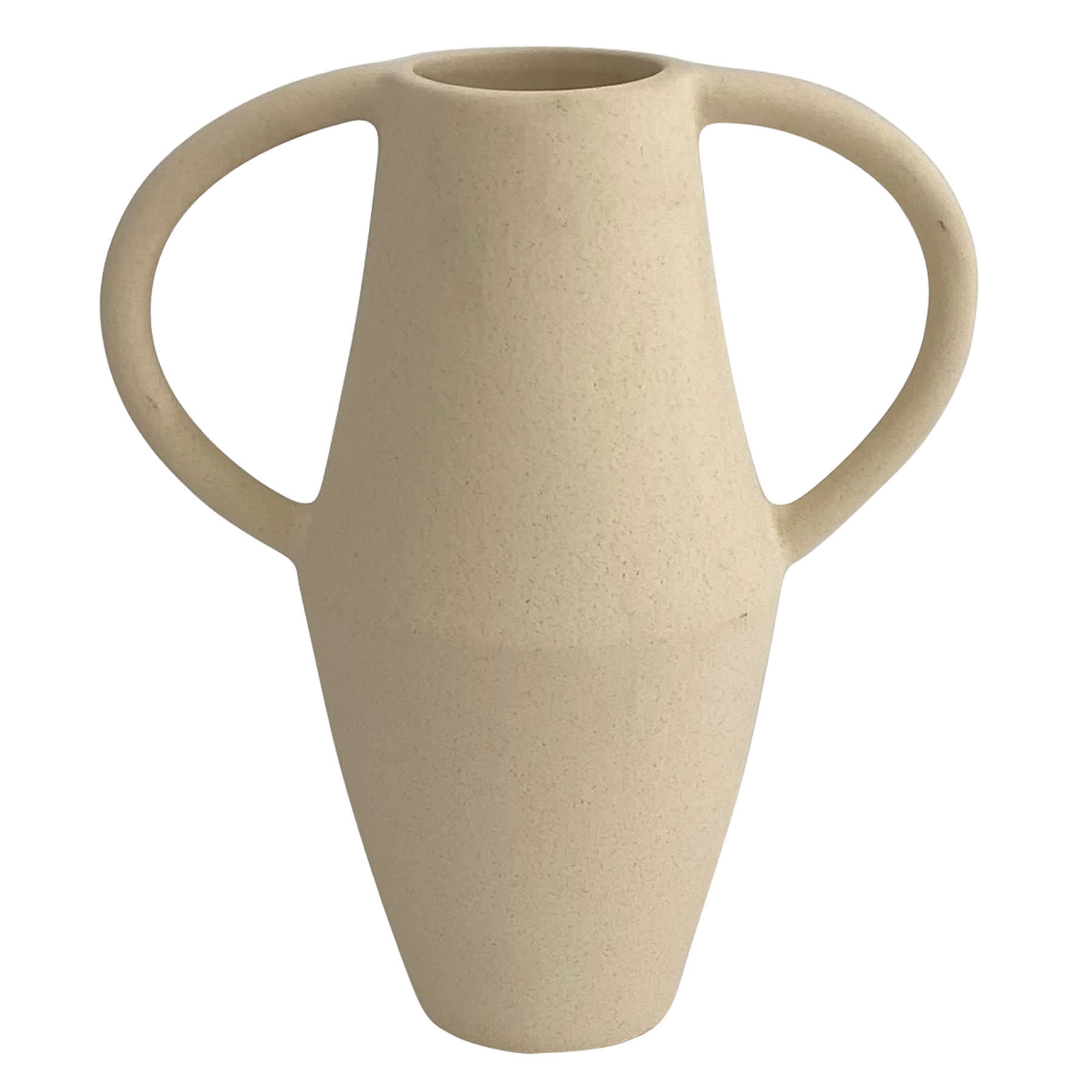 Tracey Boyd White Ceramic Vase with Handles, 9.1"
