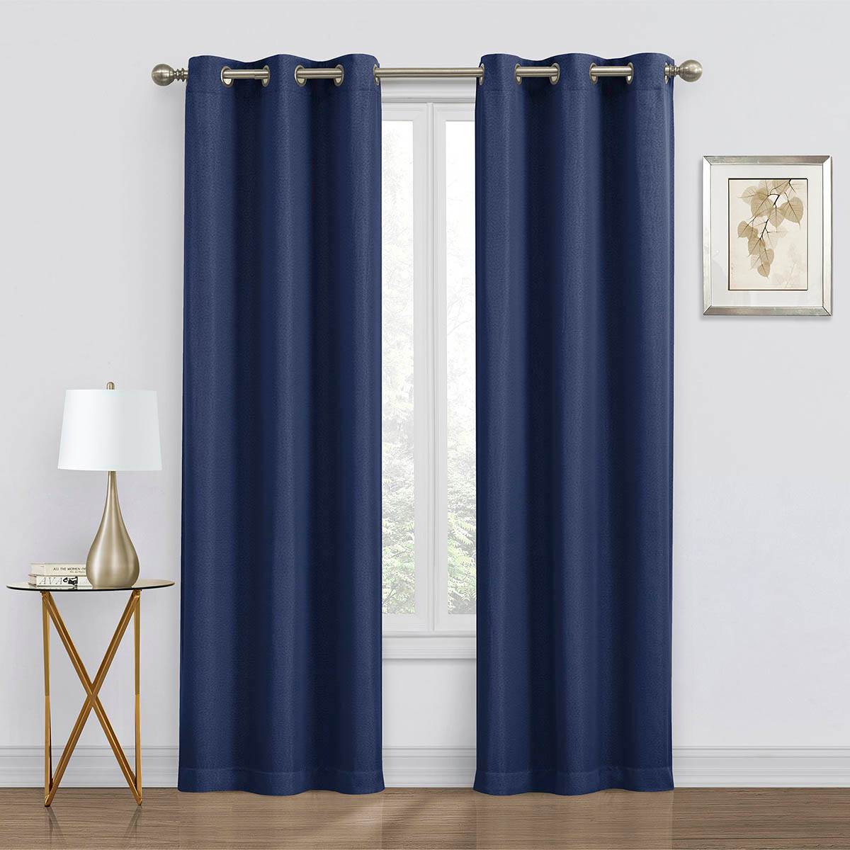 2-Pack Navy Blackout Grommet Curtain Panels, 95"