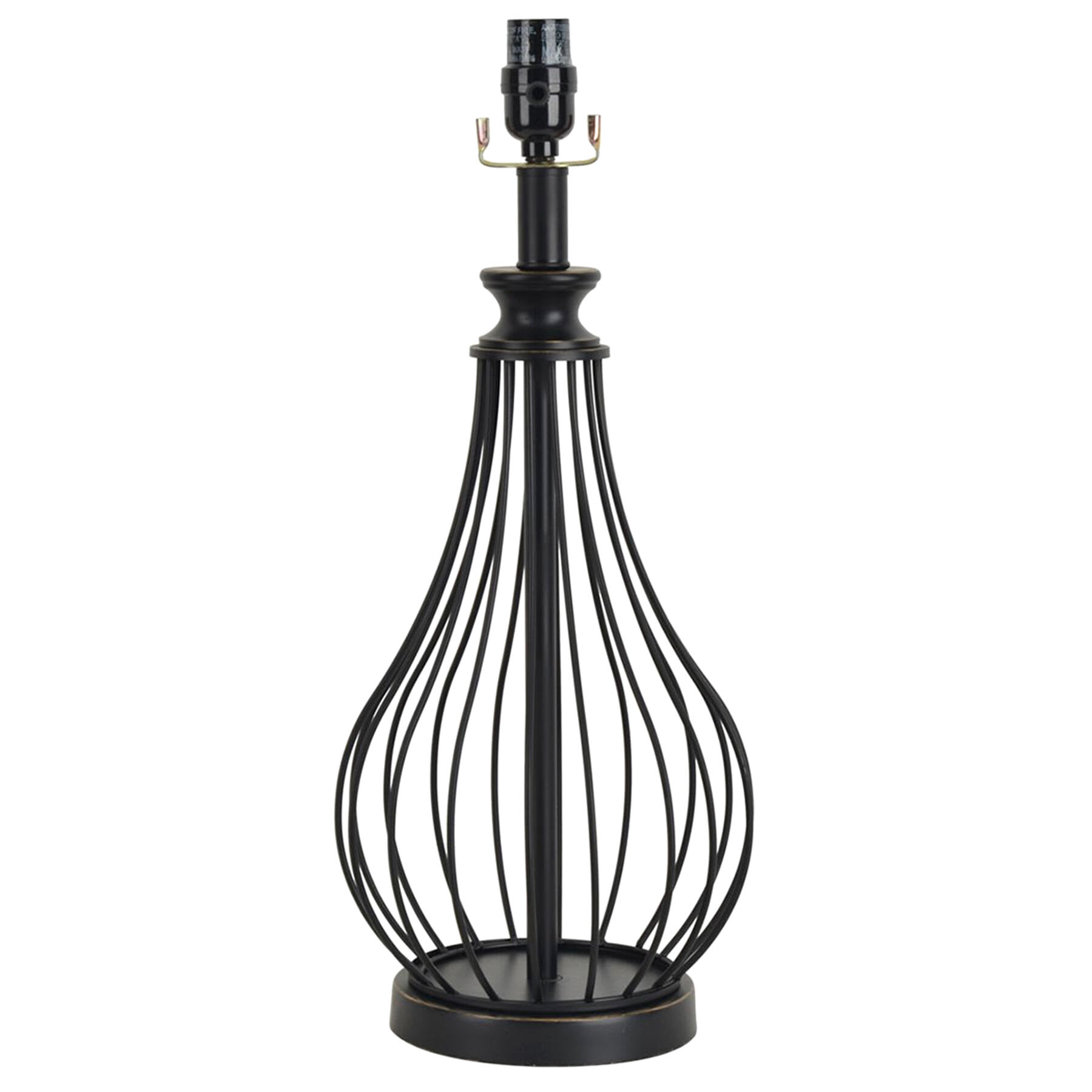 Black Metal Teardrop Table Lamp Base, 21"