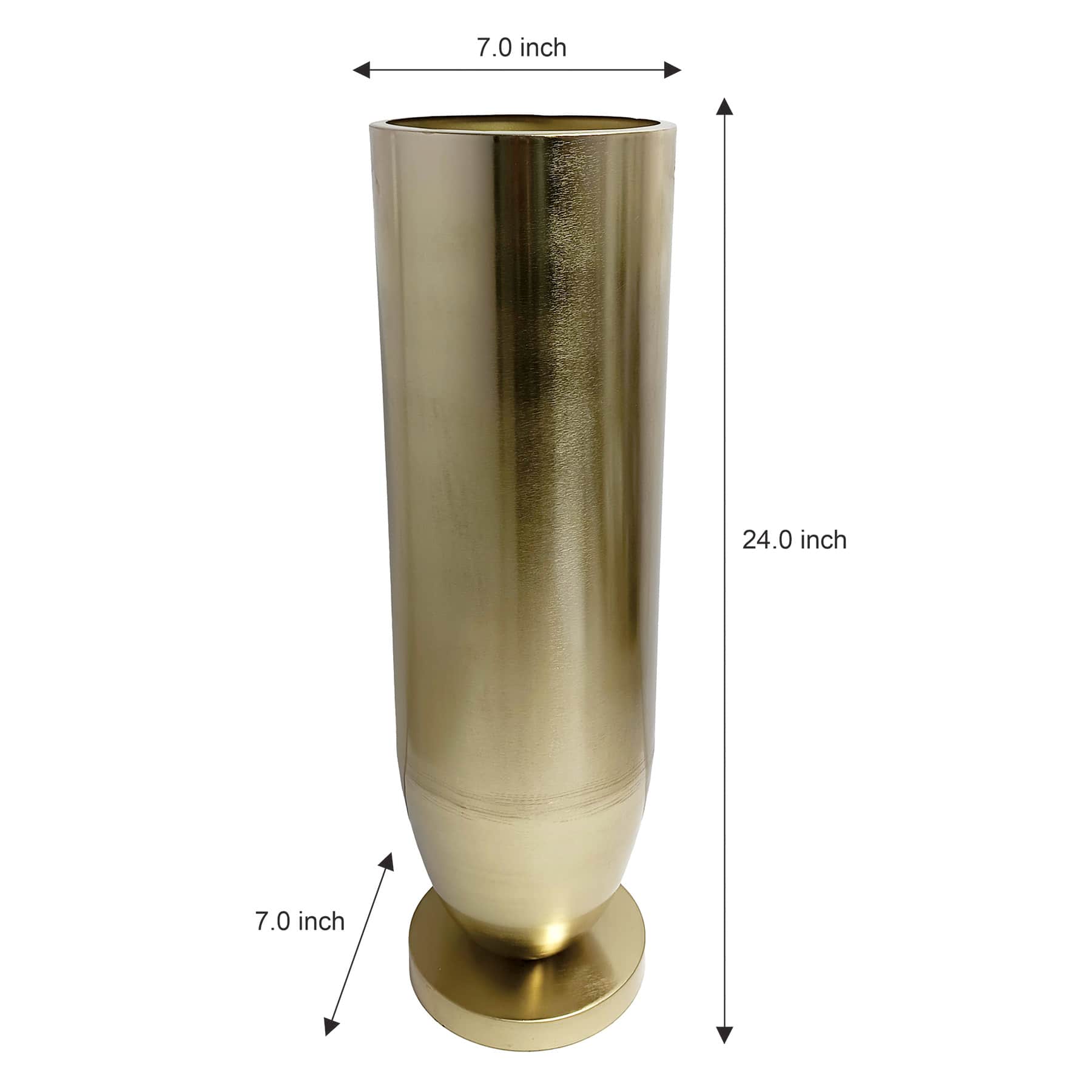 Gold Metal Round Vase, 24"