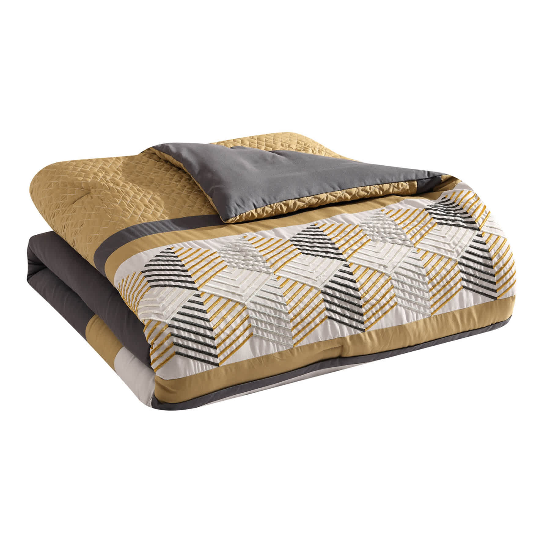 7-Piece Davin Yellow & Grey Comforter Set, King