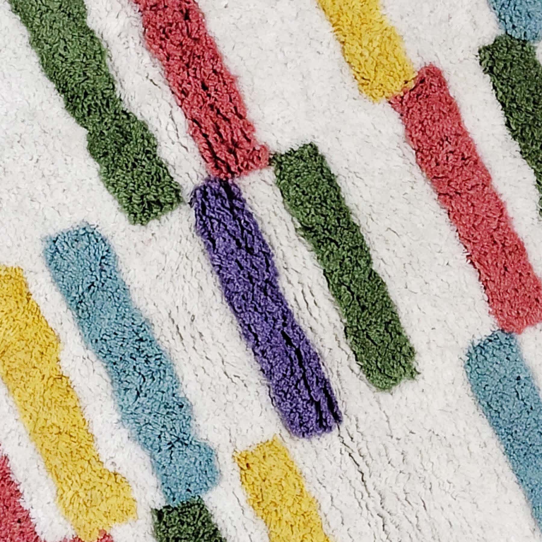 Multicolor Broken Stripe Bath Rug, 17x24