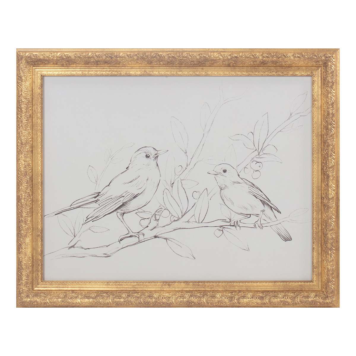 Providence Glass Framed Birds Sketch Wall Art, 20x16