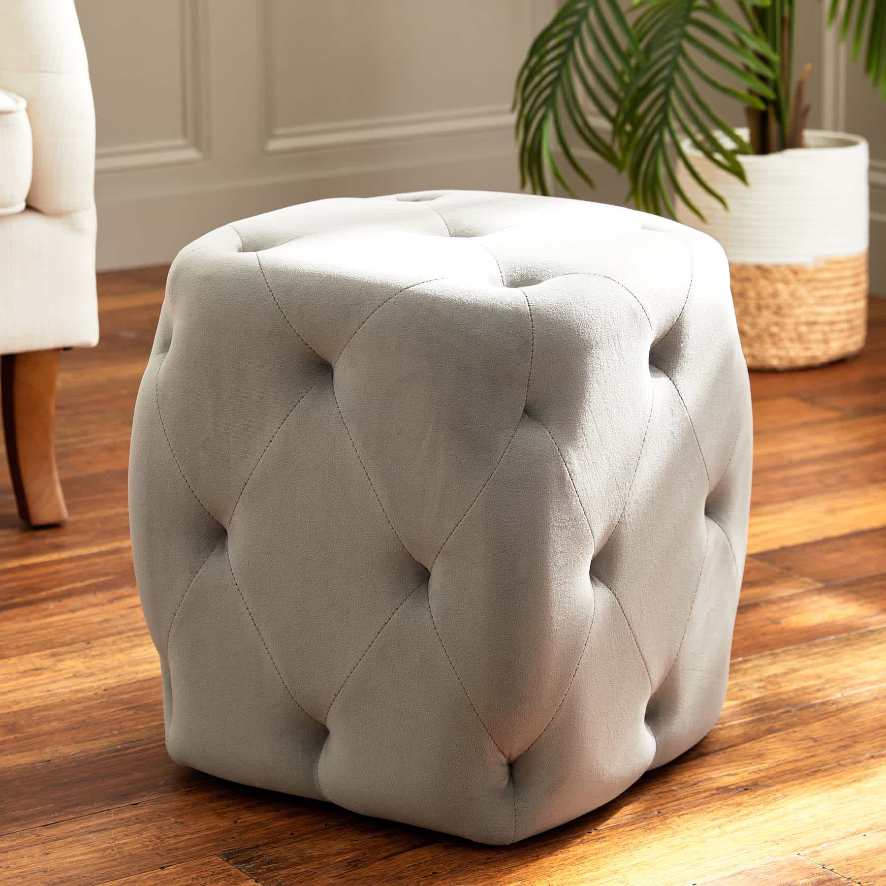 Providence Amelia Square Ottoman, Grey
