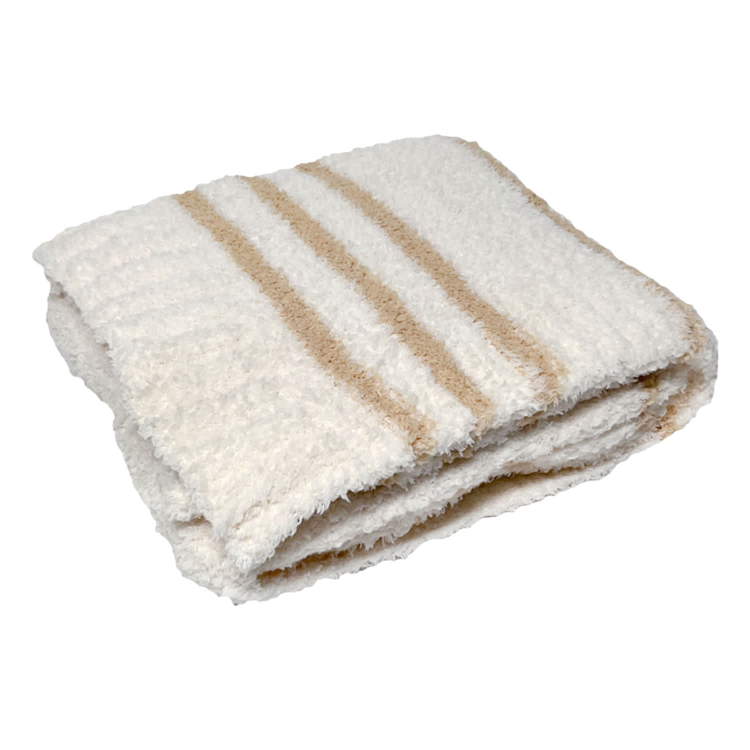 Honeybloom Natural Stripe Cozy Knit Throw Blanket, 50x60