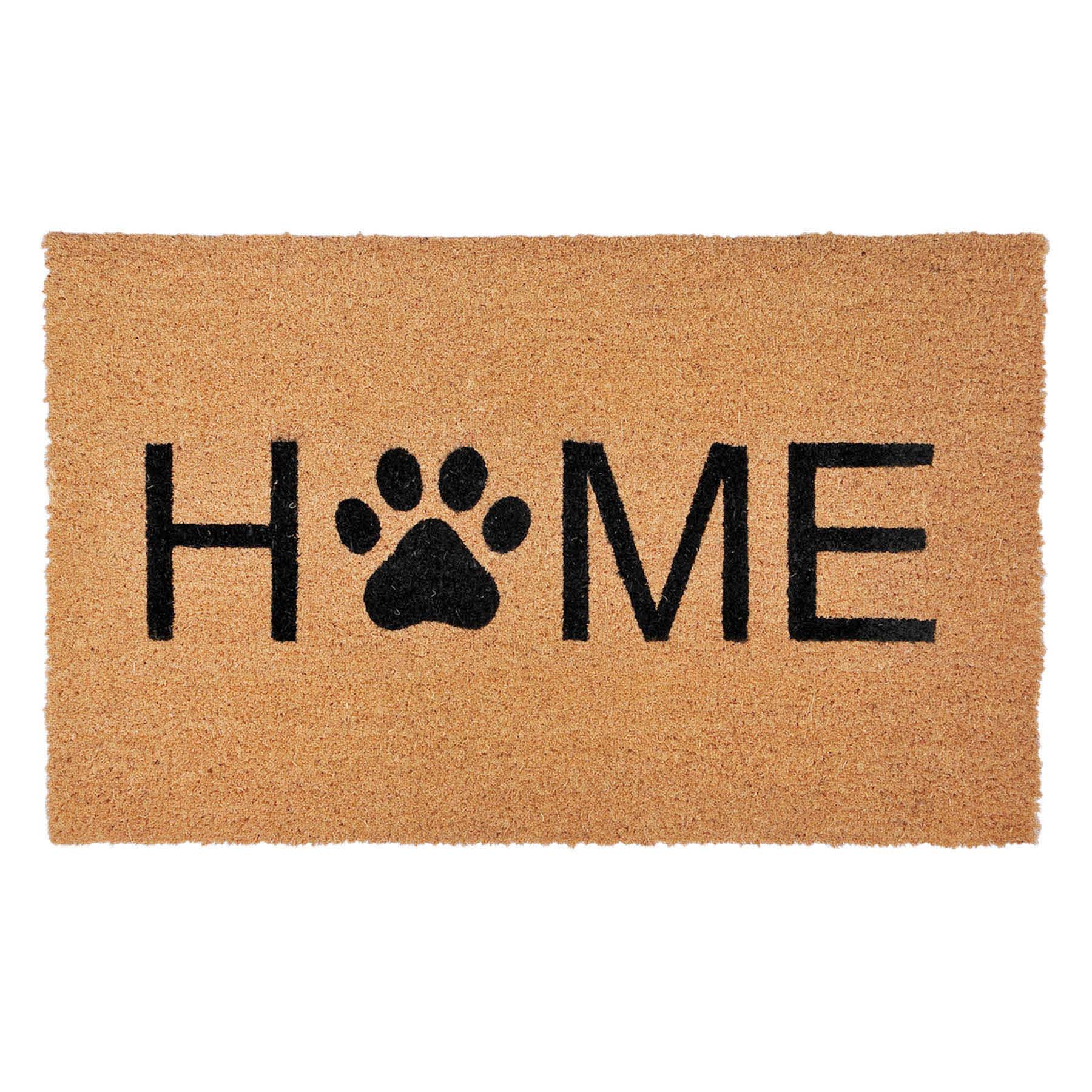 Natural & Black Home Paw Print Coir Mat, 18x30