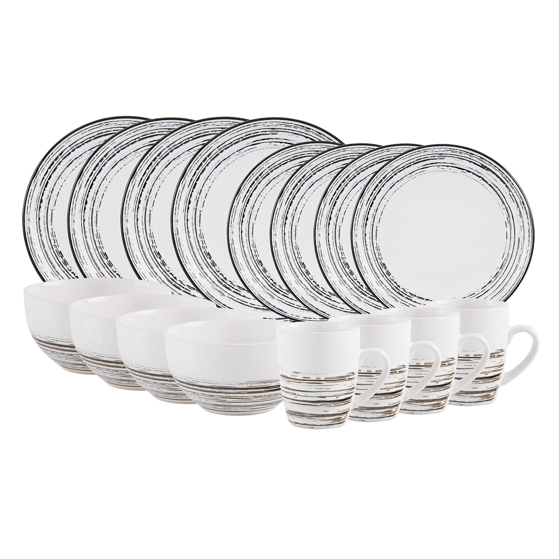 16-Piece Black Scratch Dinnerware Set