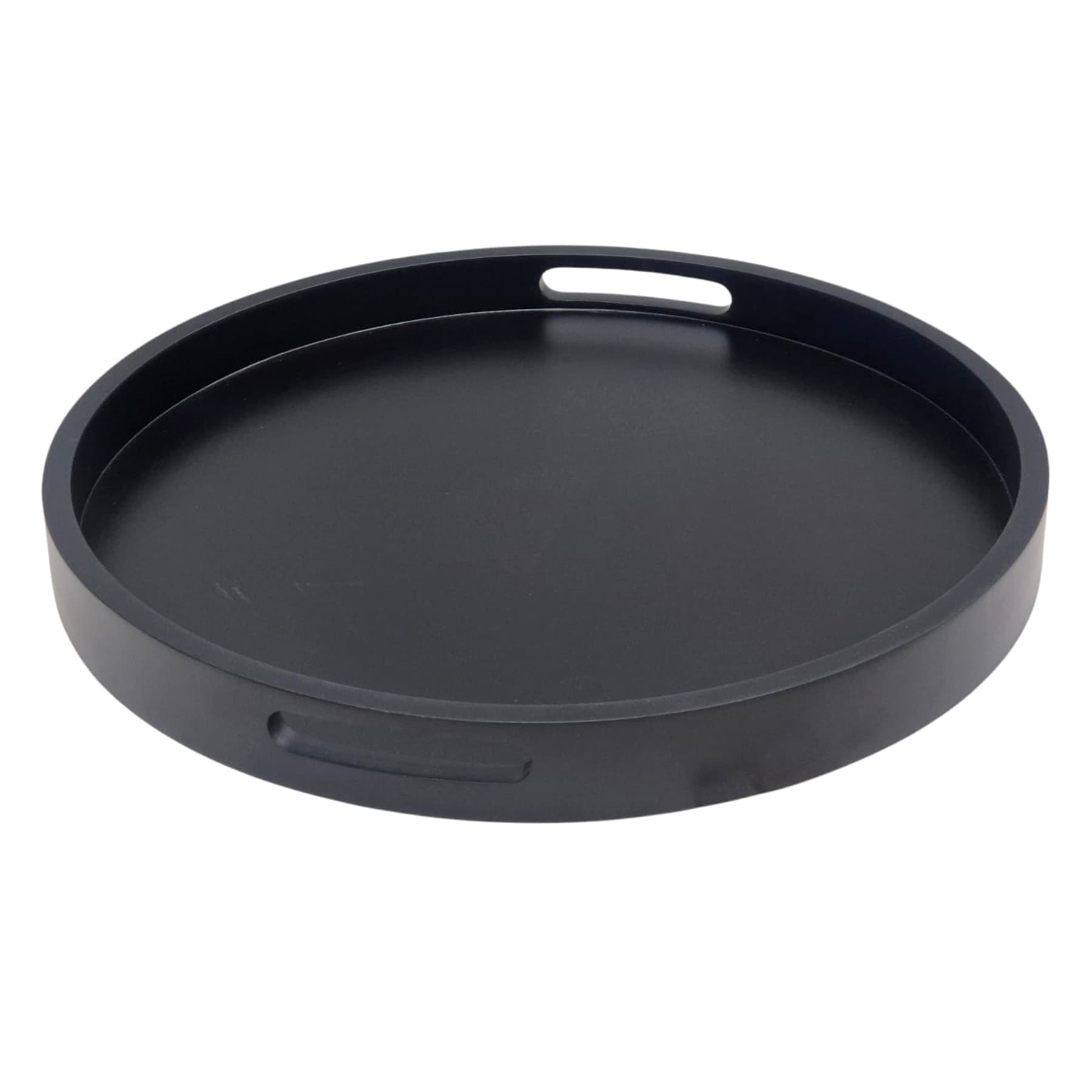 Black Acacia Wood Round Tray, 20"