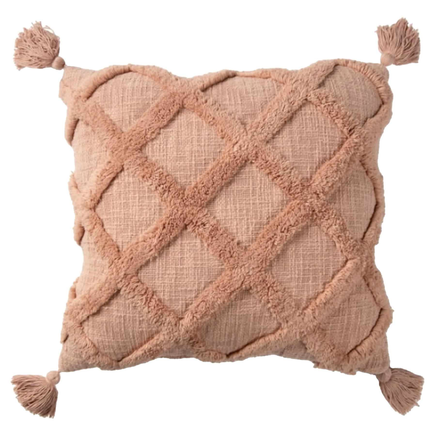 2-Pack Blush Tufted Trellis Throw Pillows, 20"