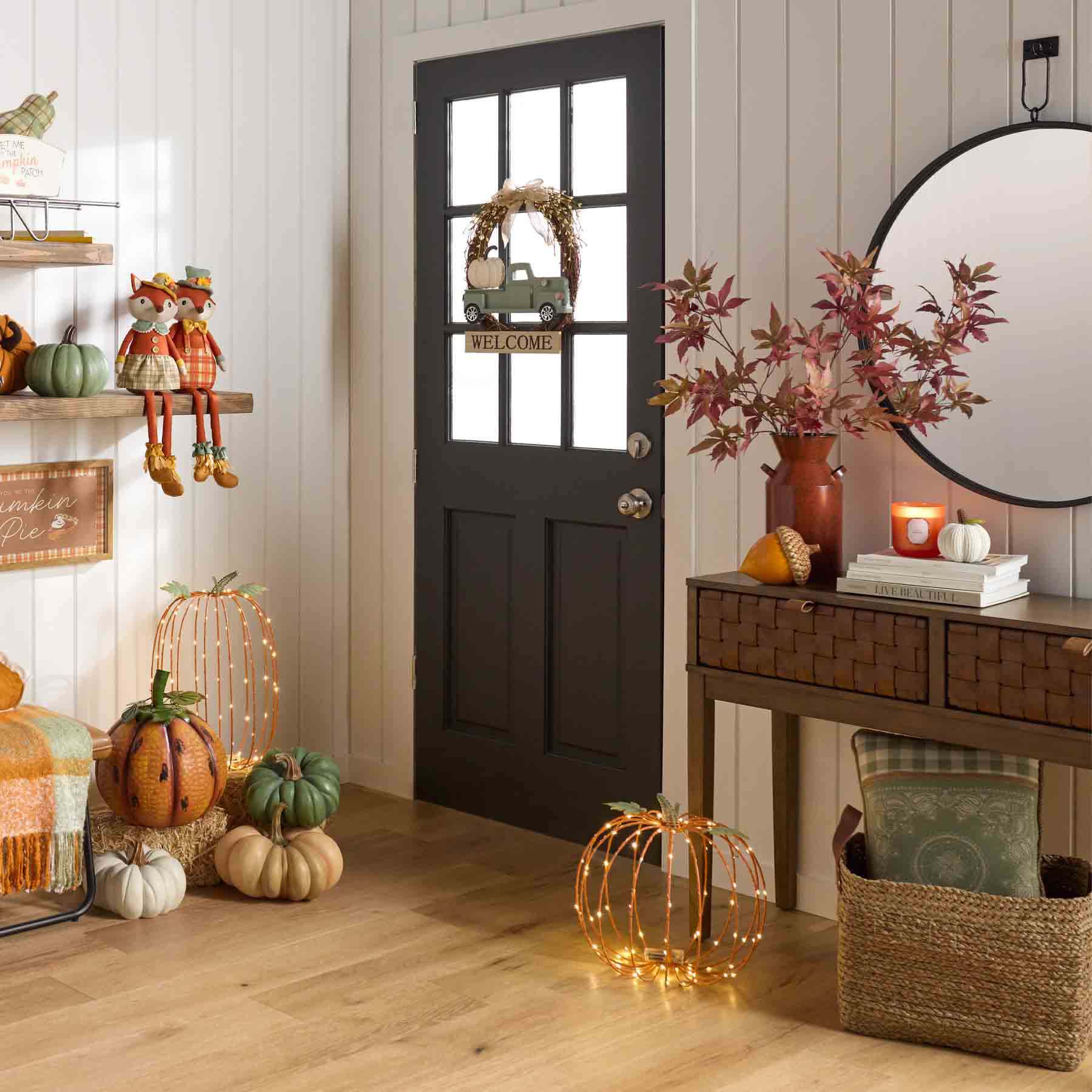 Homespun Harvest LED Wire Pumpkin Decor, 19.5"