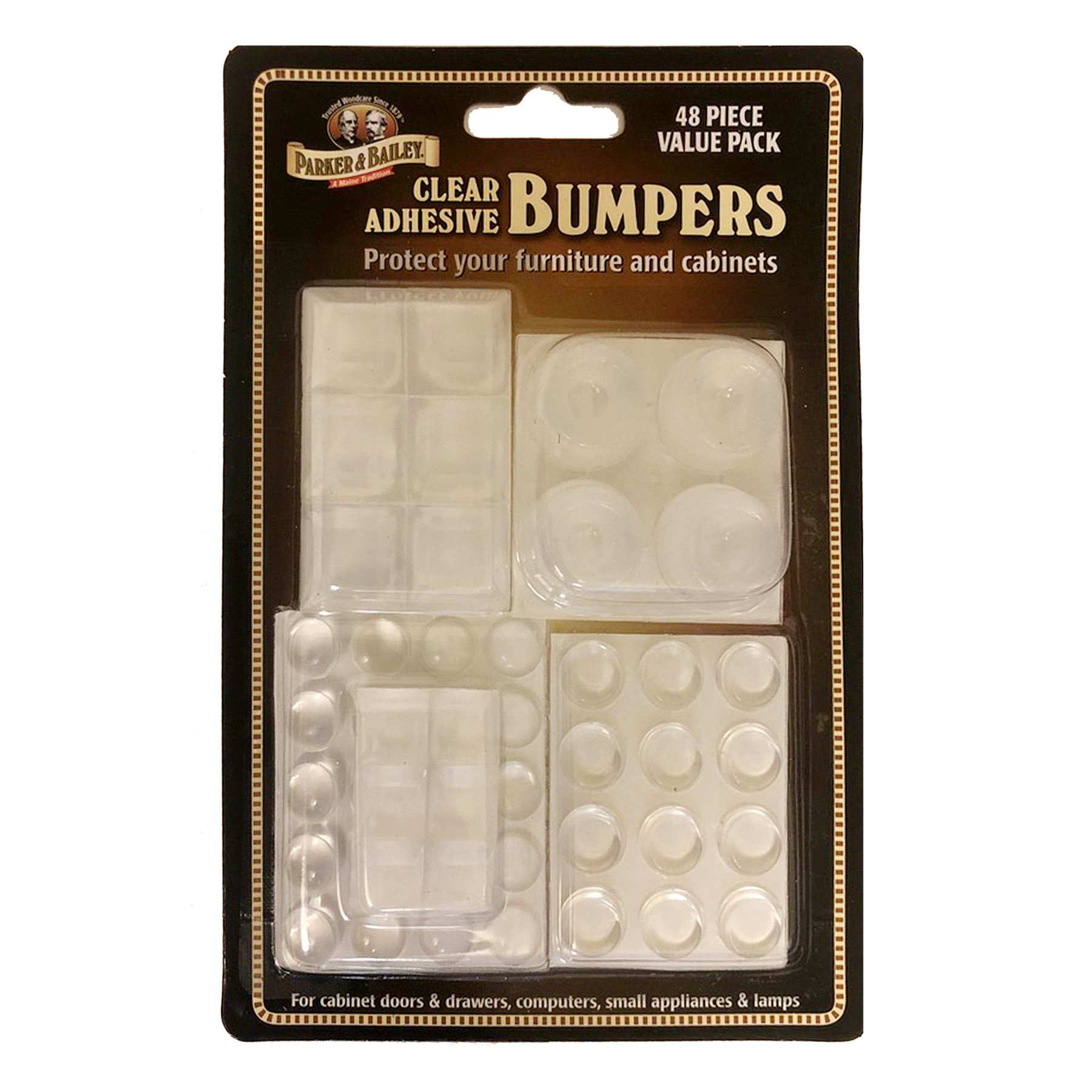 Parker & Bailey 48-Piece Clear Adhesive Bumpers, Assorted Sizes