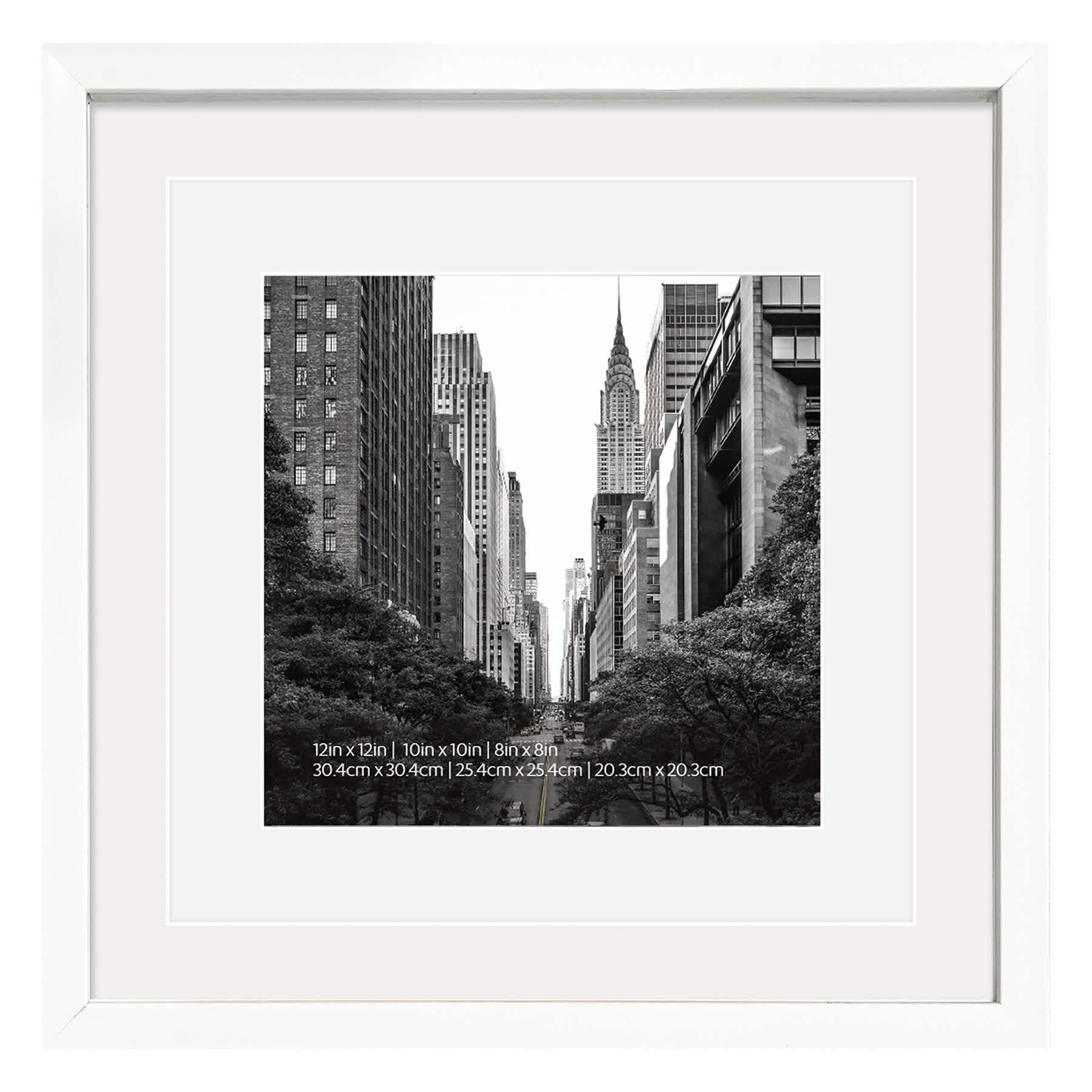 12x12 White Matted to 10x10 & 8x8 Wall Frame