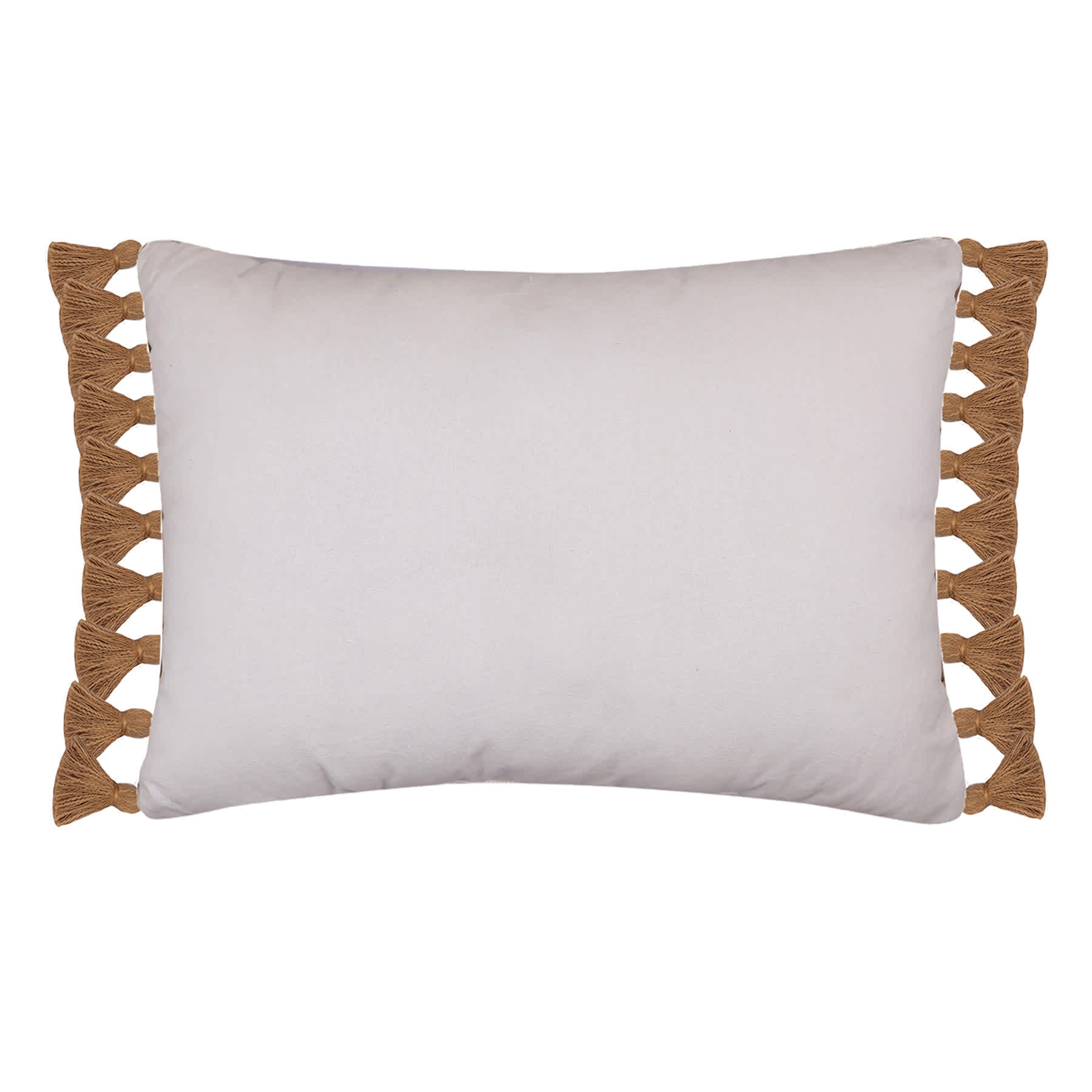 Found & Fable White Textured Throw Pillow with Tassels, 14x20