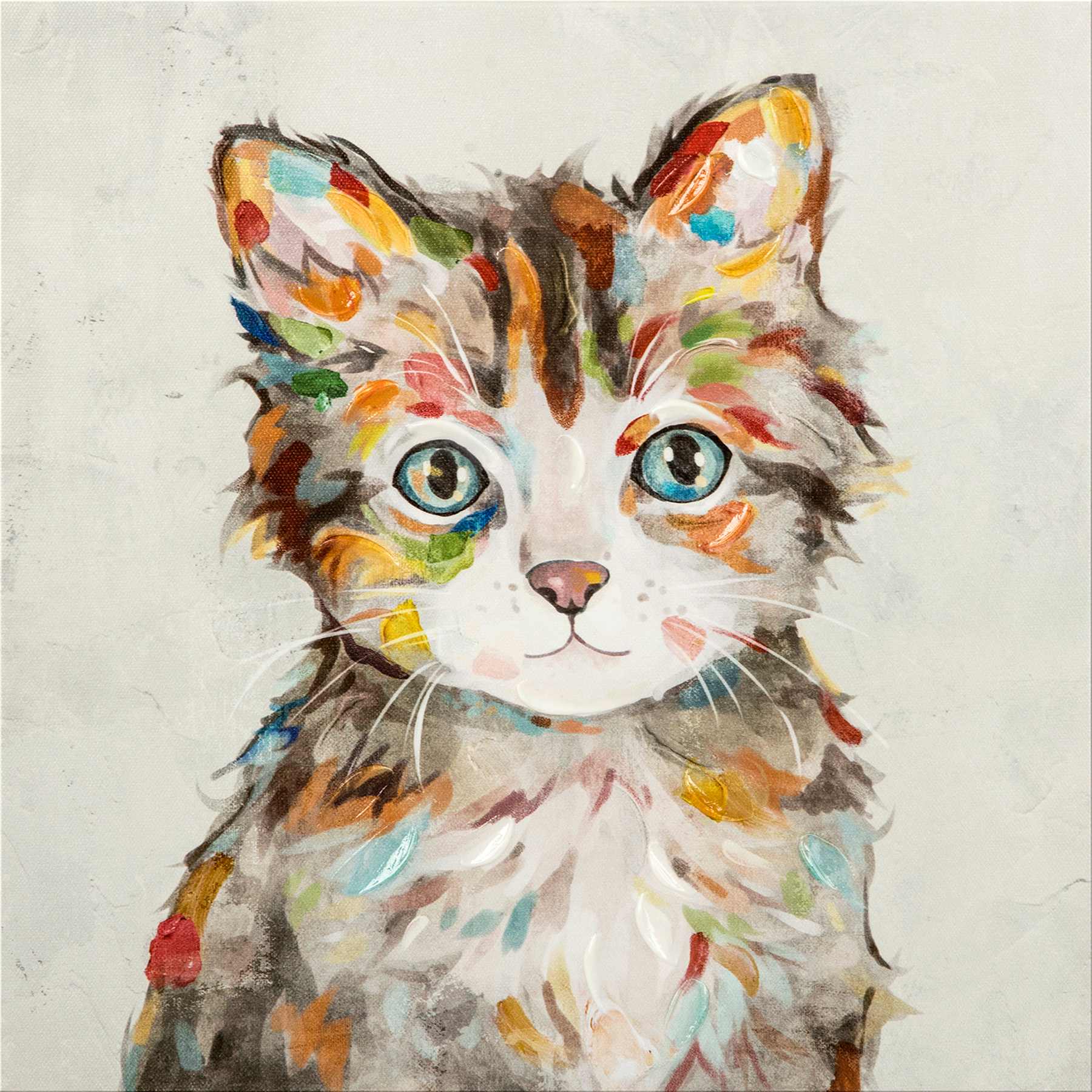 Rainbow Kitten Portrait Canvas Wall Art, 12"
