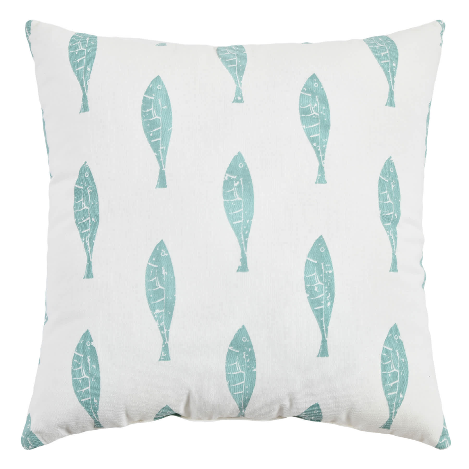 Honeybloom Blue Fish Print Throw Pillow, 18"