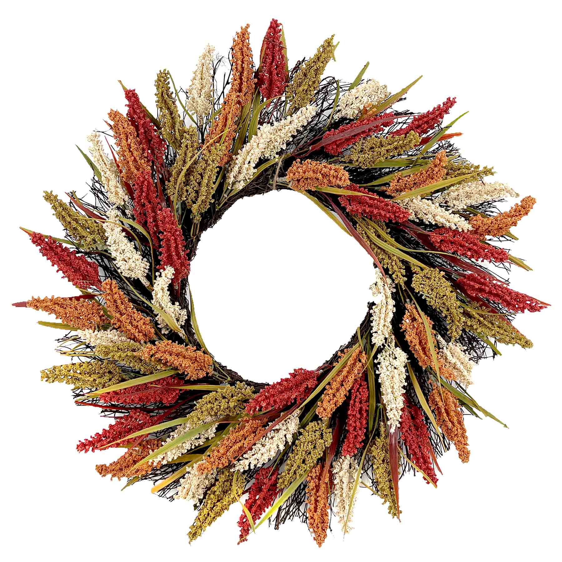 Maroon & Orange Heather Wreath, 22"