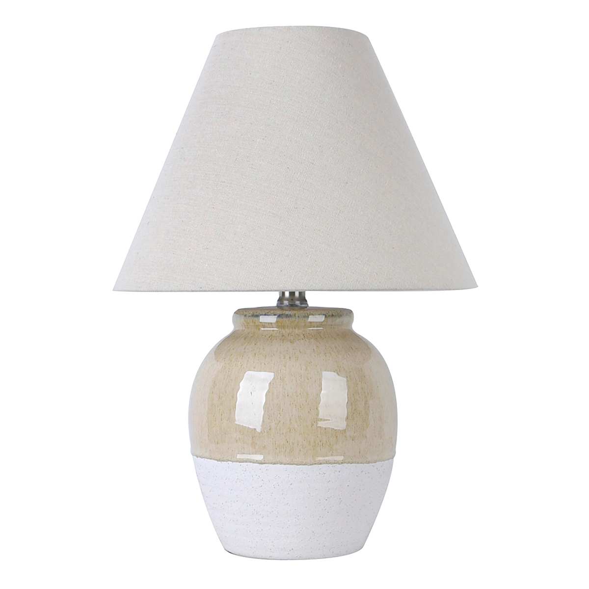 Honeybloom Tan Two-Toned Ceramic Small Table Lamp with Shade, 17"