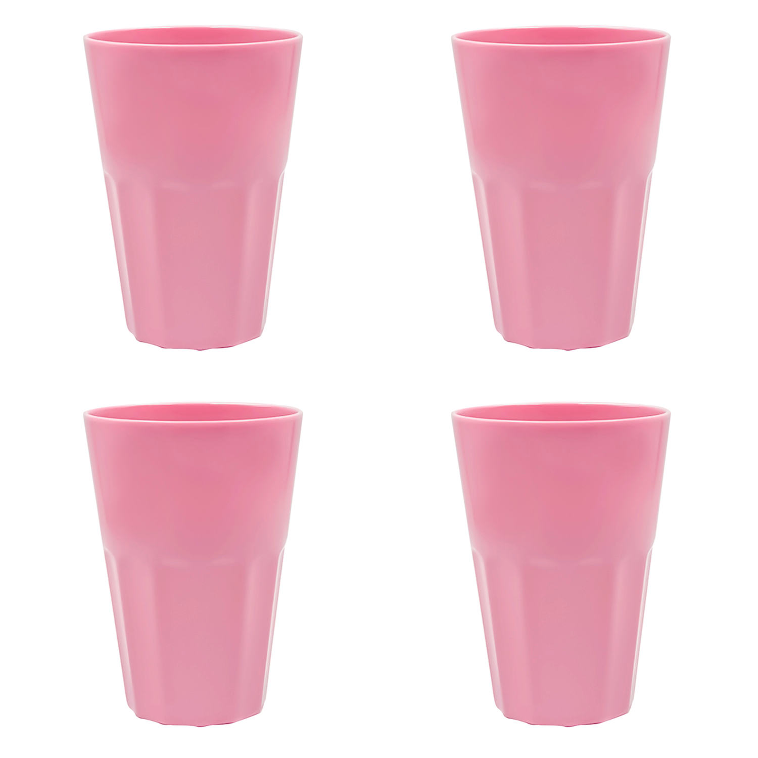 Set of 4 Solid Pink Melamine Tumblers, 13oz